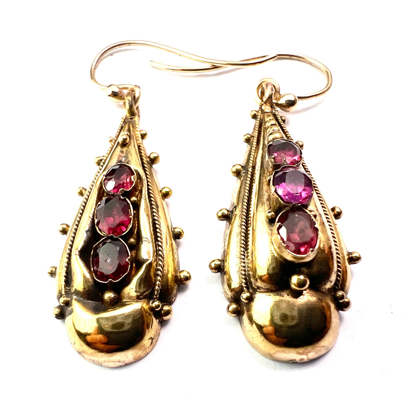 Boxed Victorian Amethyst Demi Parure Earrings and Brooch