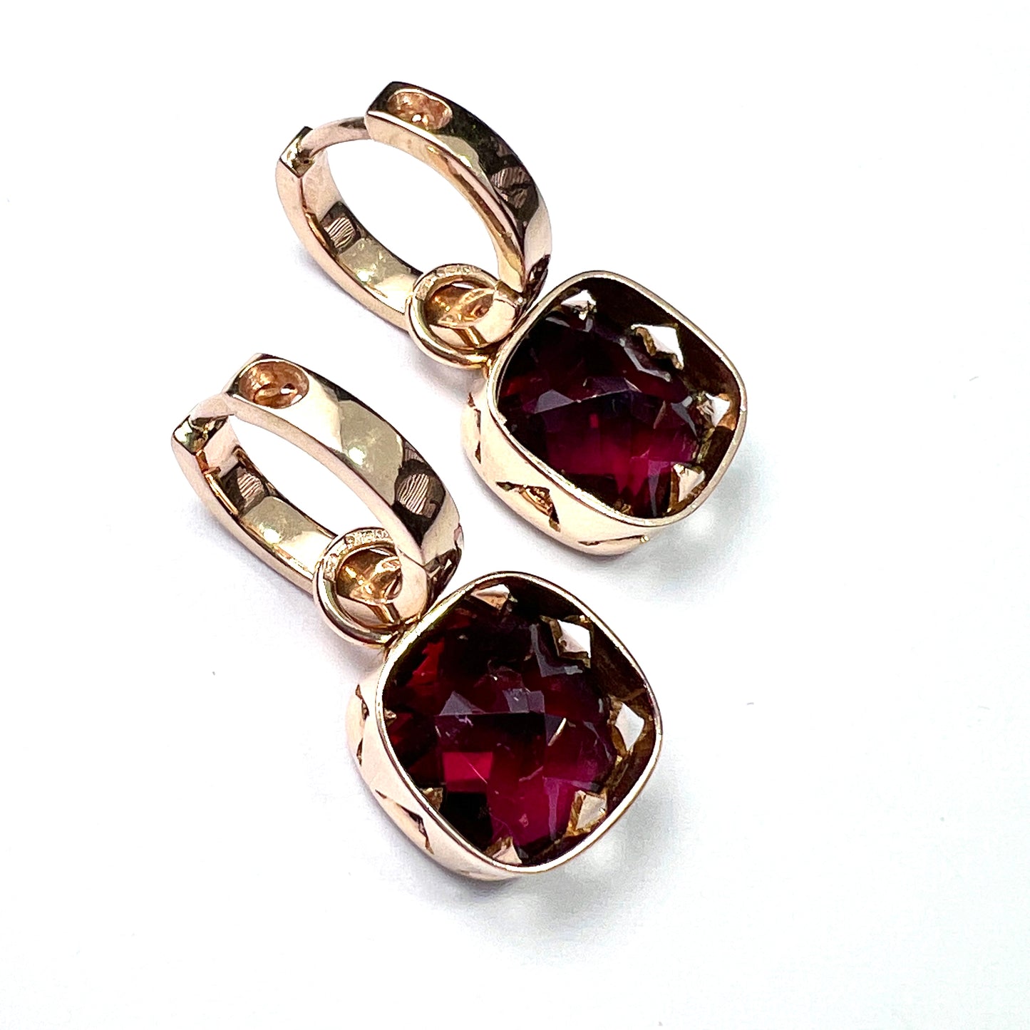 18CT Gold Tourmaline Hoop Earrings