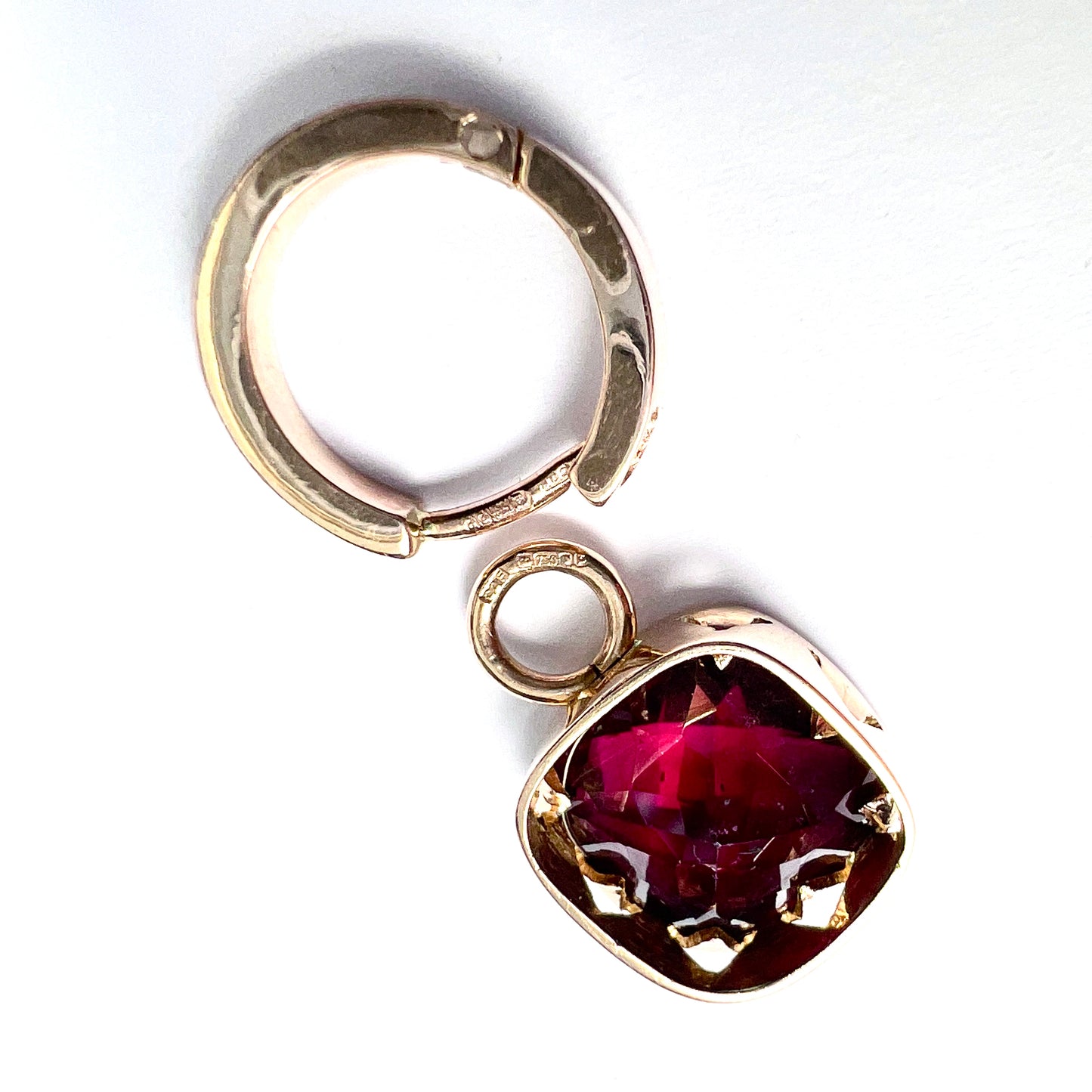 18CT Gold Tourmaline Hoop Earrings