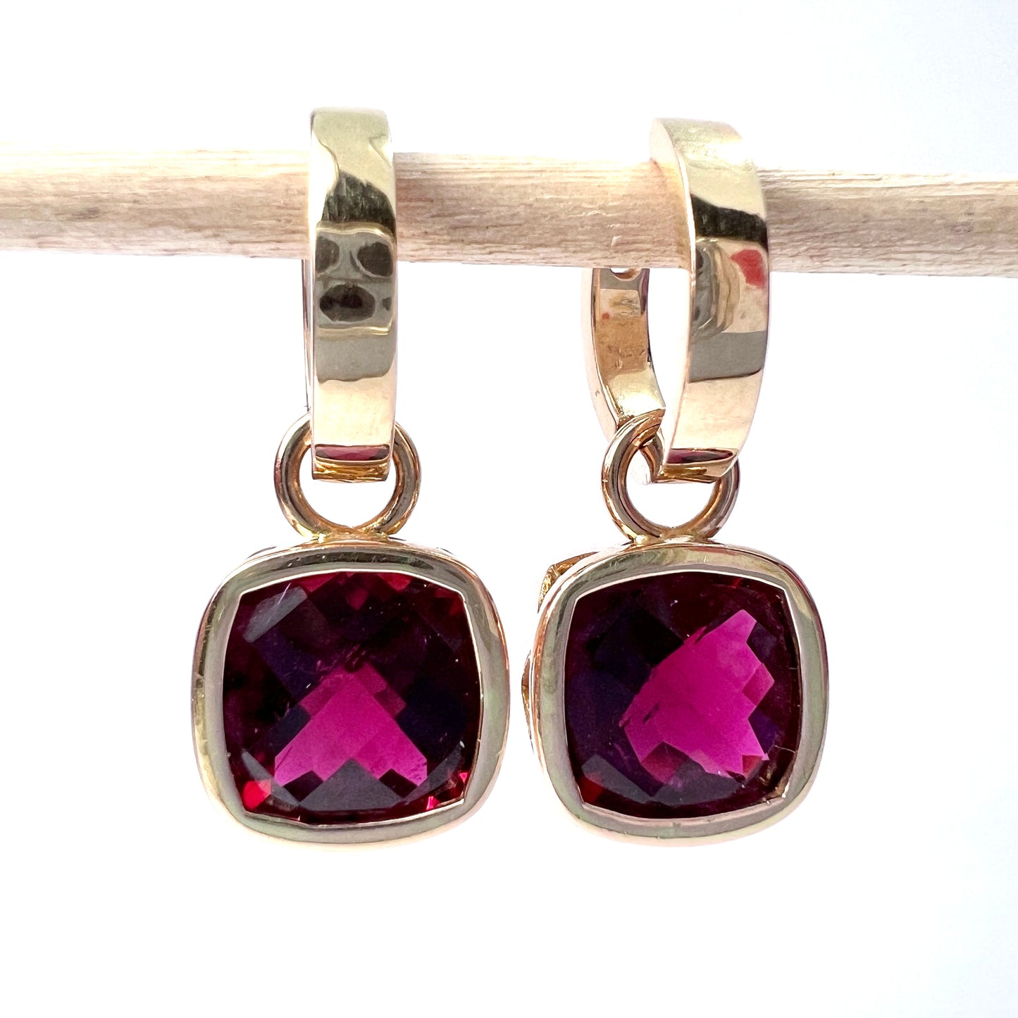 18CT Gold Tourmaline Hoop Earrings