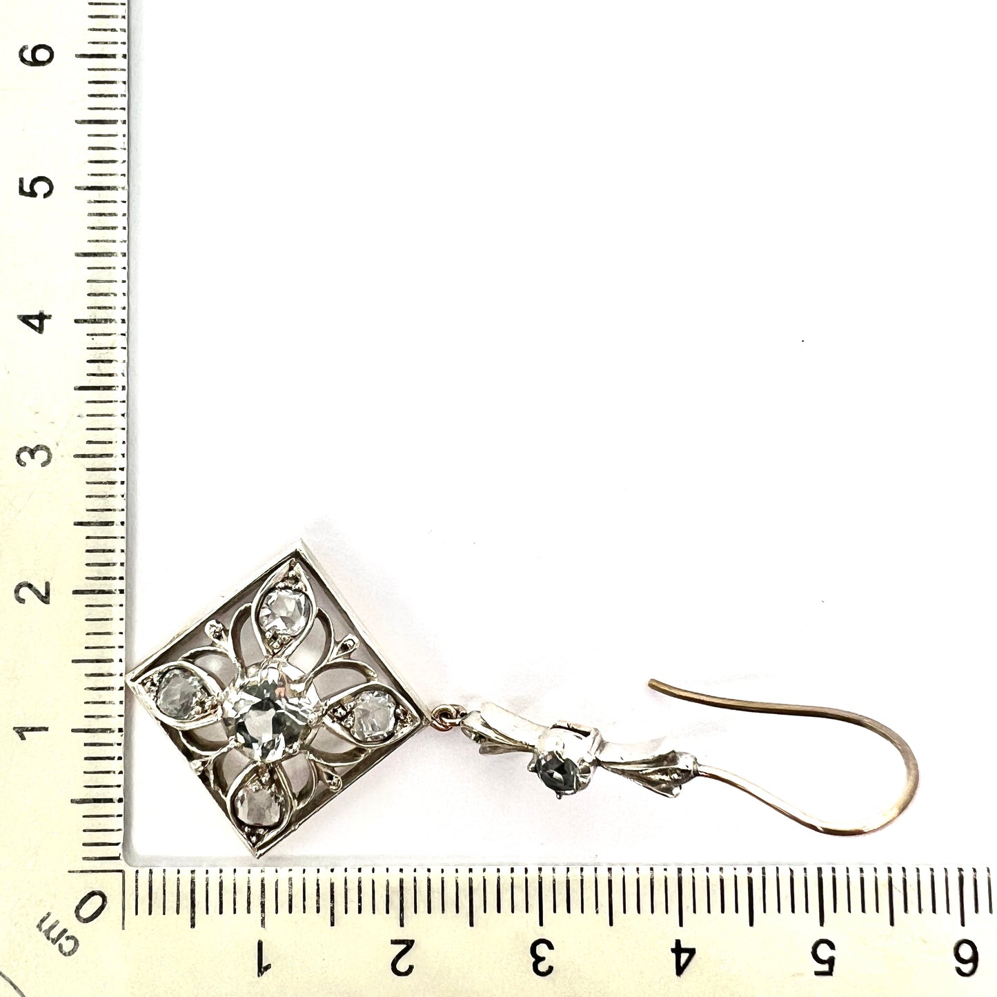 Victorian 9CT Gold and Silver Rock Crystal Drop Earrings