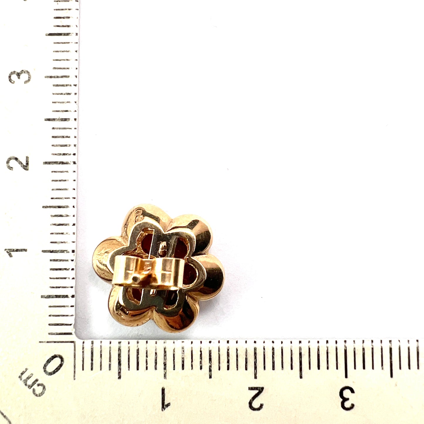 Vintage 9CT Gold Garnet Cluster Flower Stud Earrings