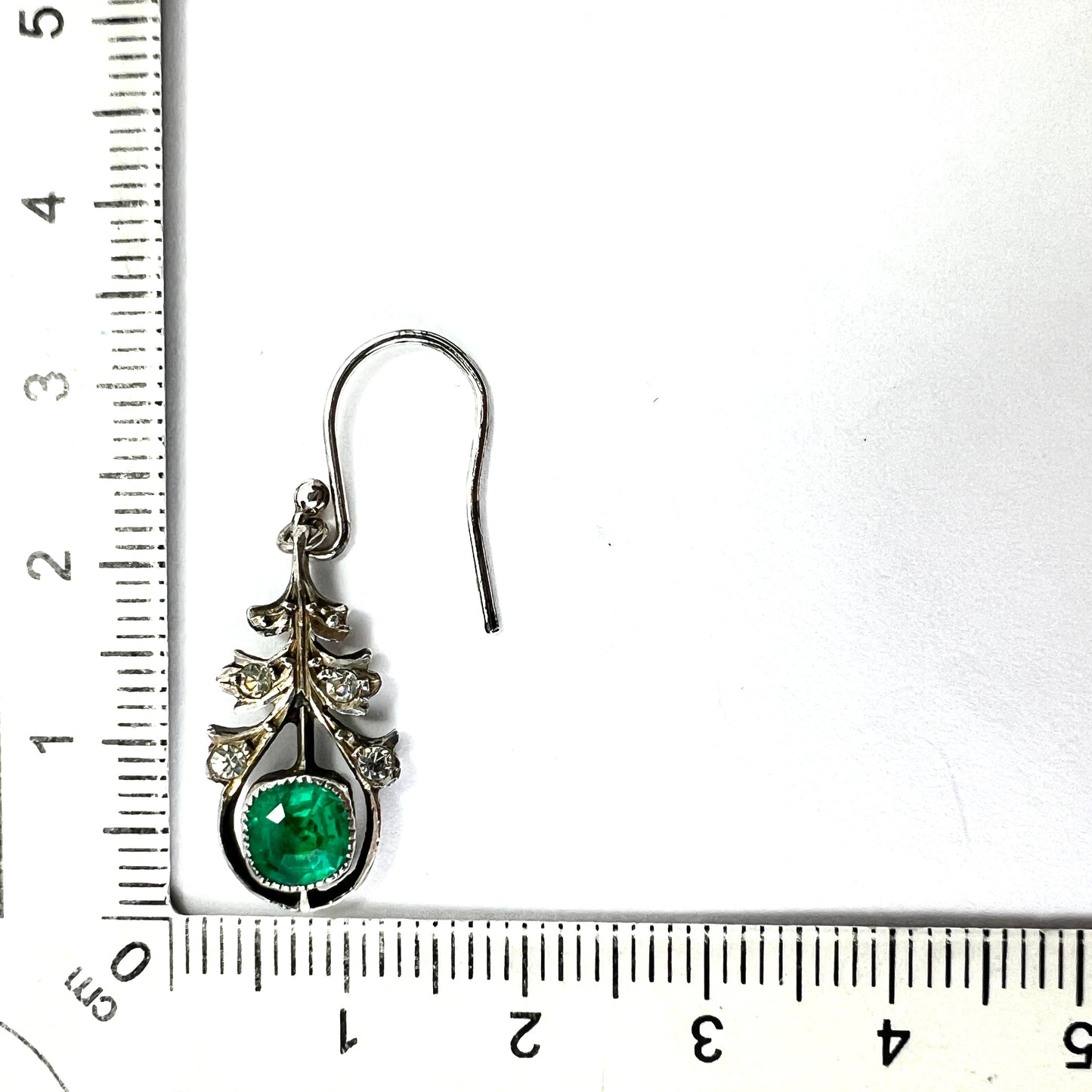 Antique Austro Hungarian Emerald Paste Silver Earrings