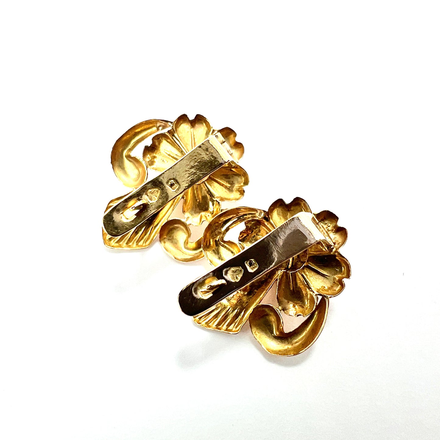 Vintage High Carat Gold Fleur de Lys Earrings