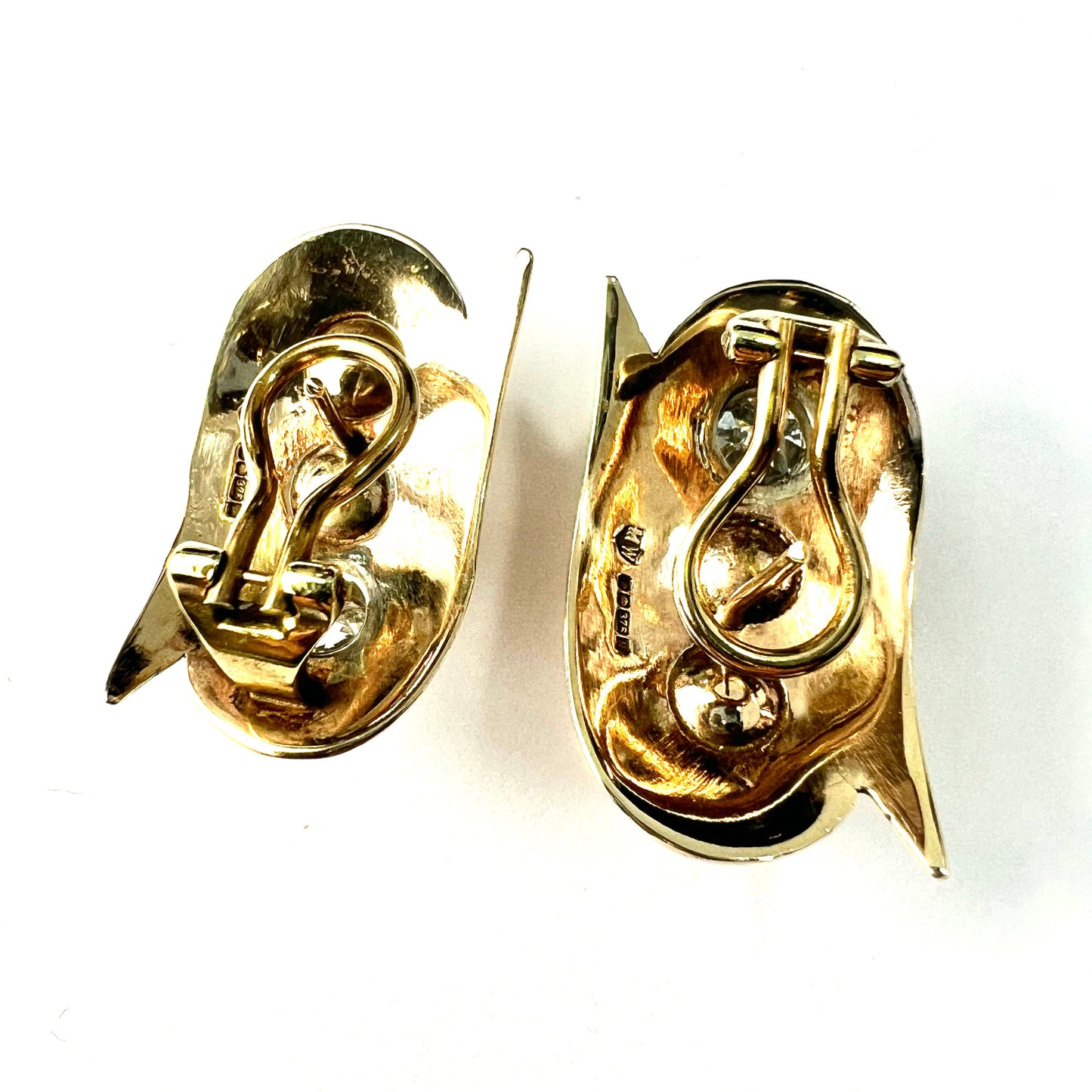 Vintage 18CT Gold Diamond and Pearl Earrings