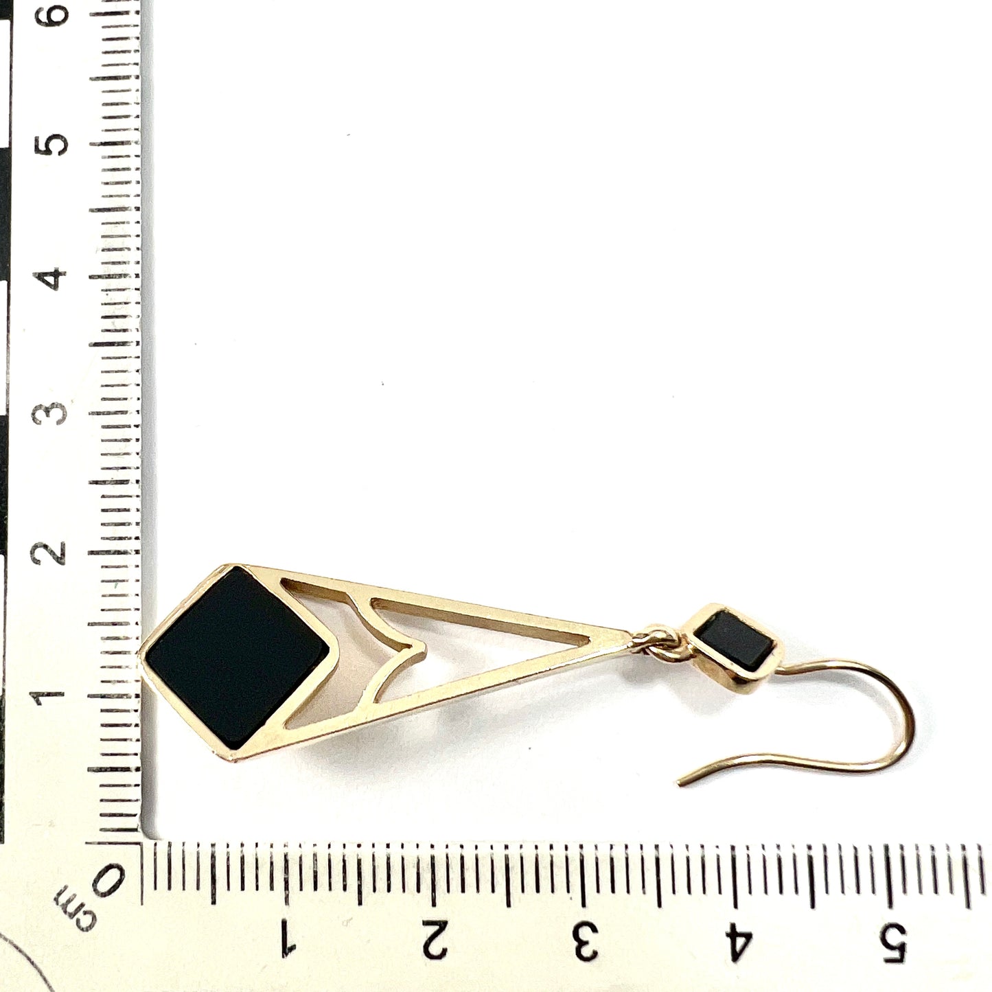 Large Vintage Art Deco Style 9CT Gold Onyx Earrings