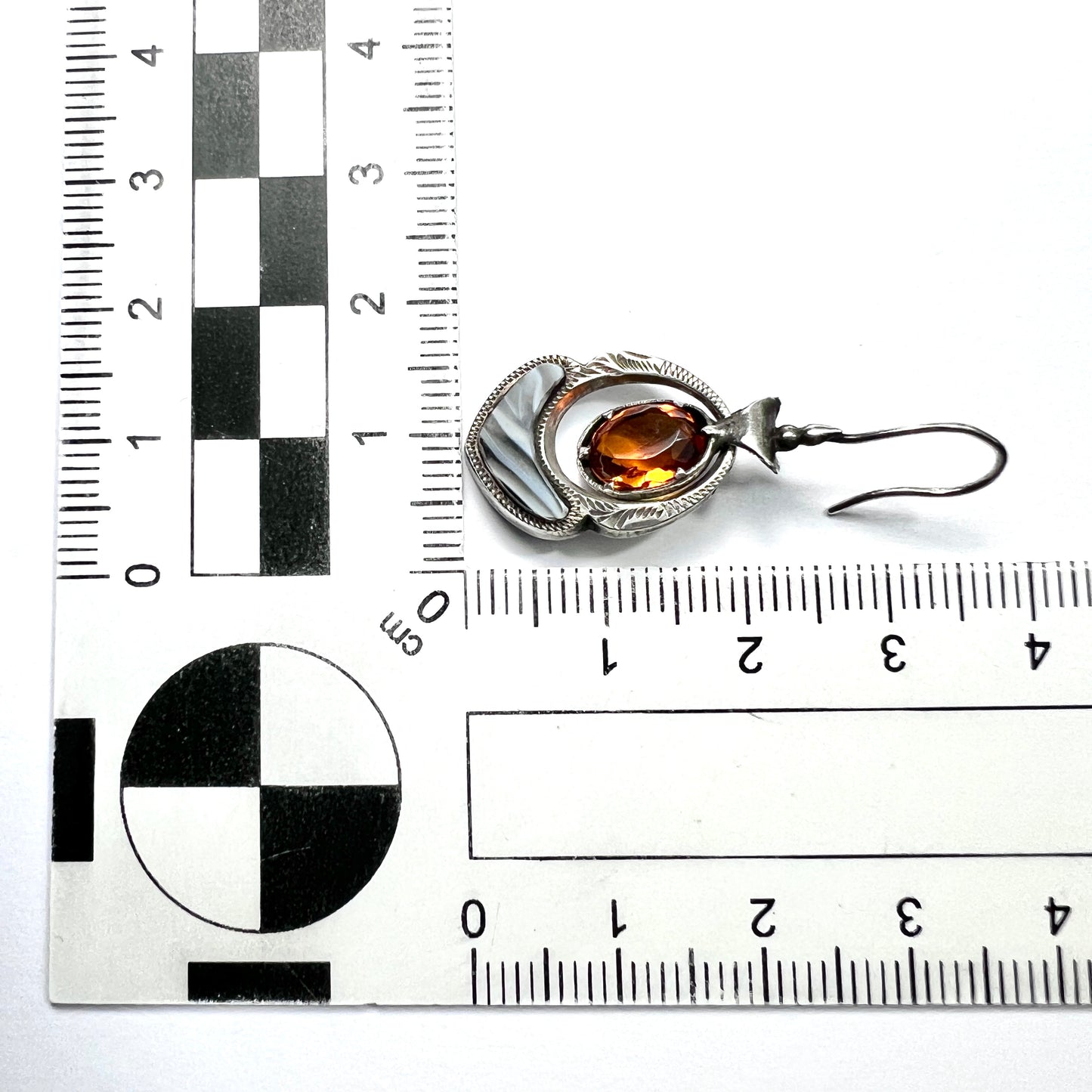 Victorian Scottish Agate Sterling Silver Pendant Earrings