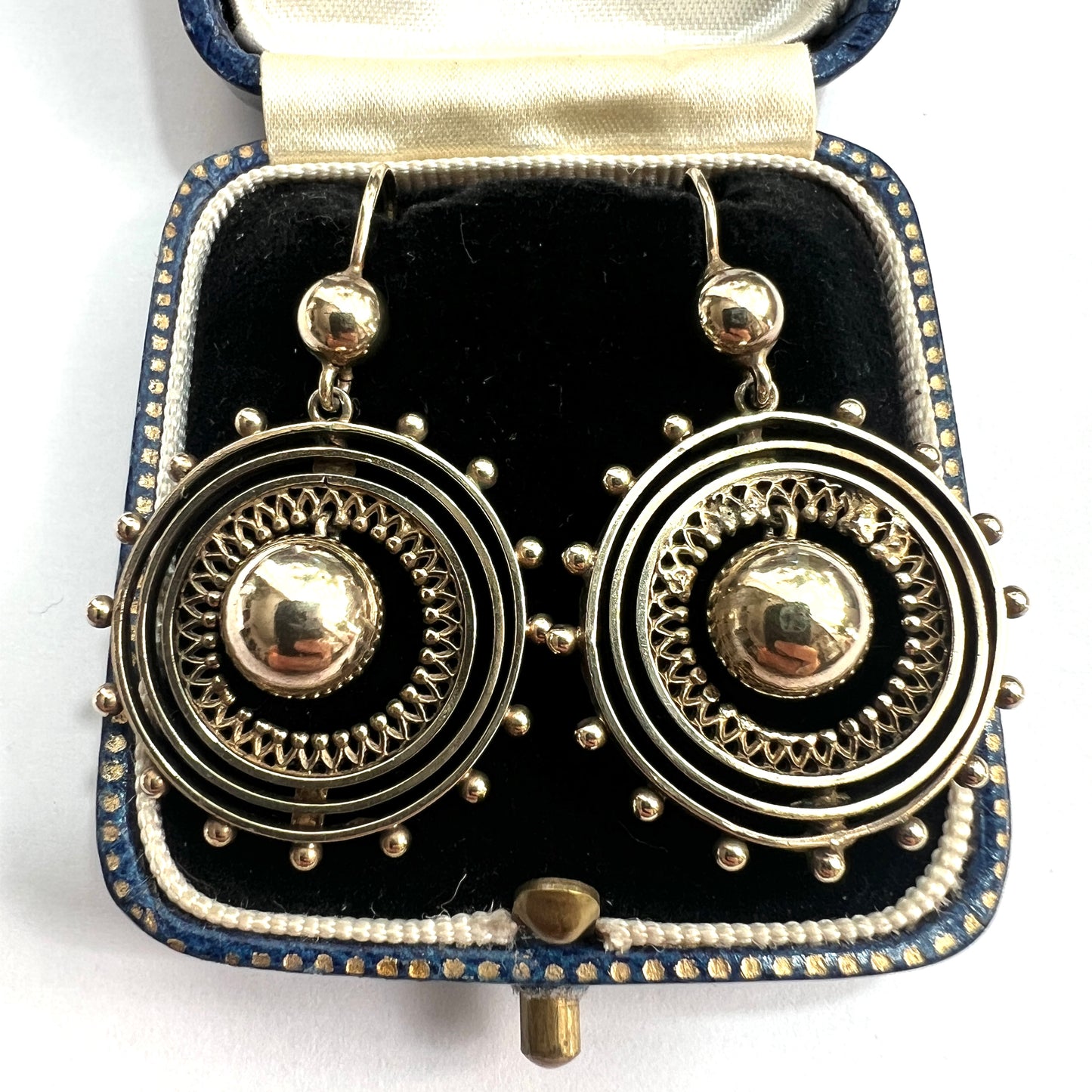 Victorian Silver Gilt Circle Drop Earrings