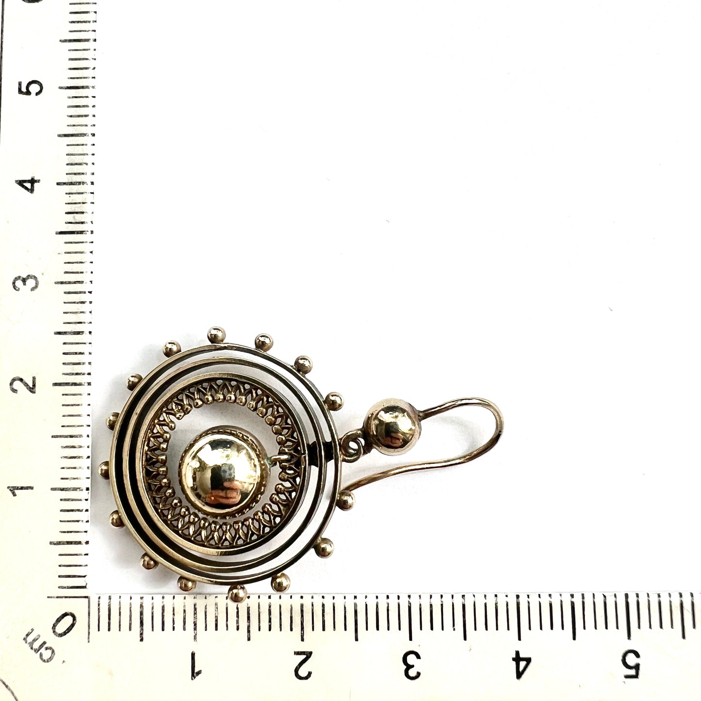 Victorian Silver Gilt Circle Drop Earrings