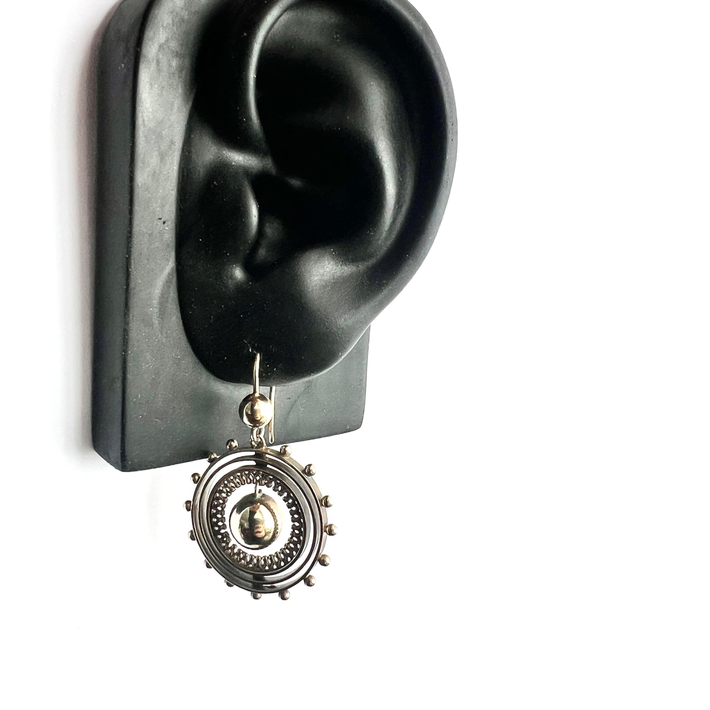 Victorian Silver Gilt Circle Drop Earrings