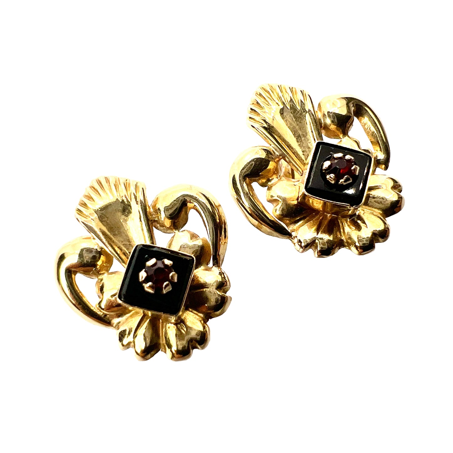 Vintage High Carat Gold Fleur de Lys Earrings