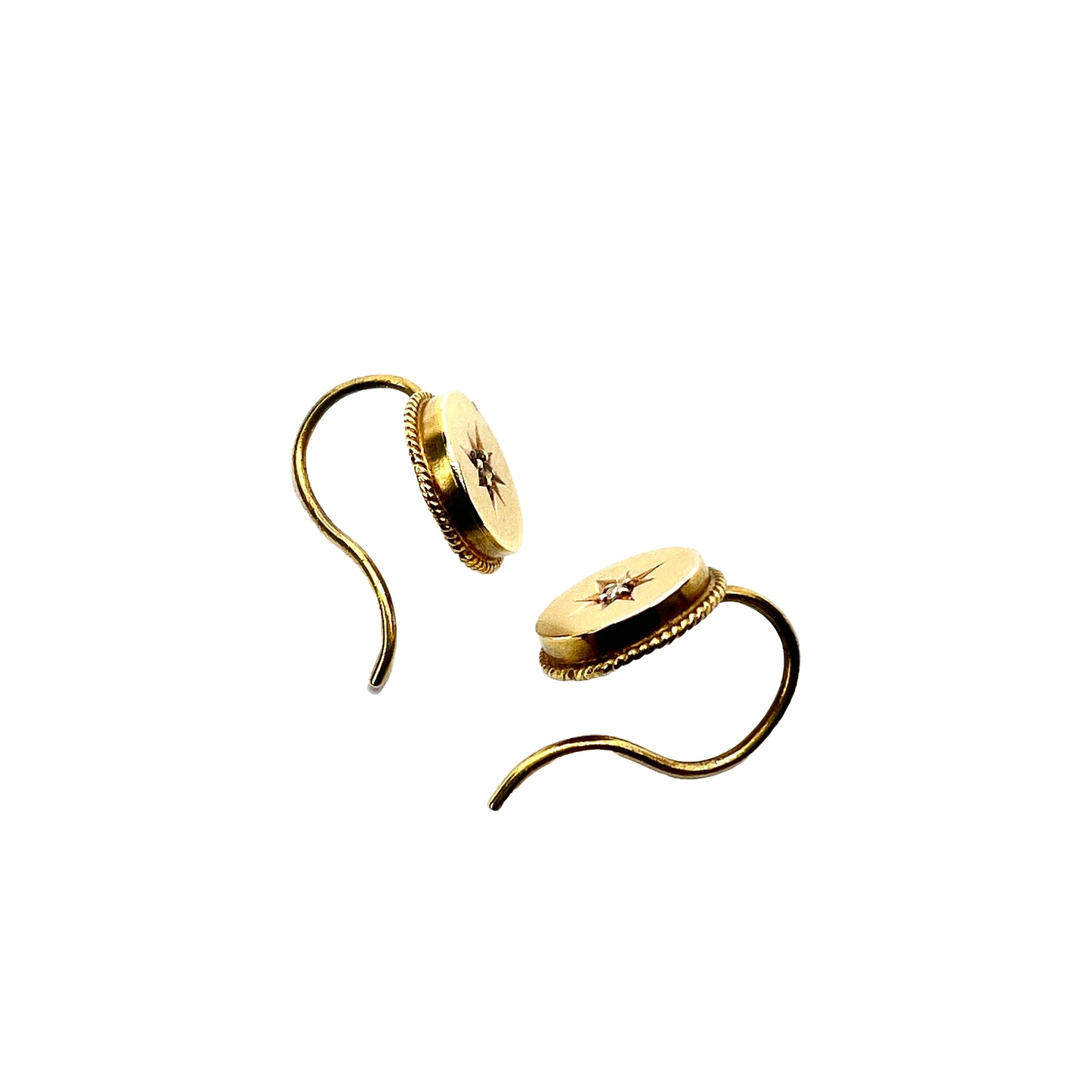 Tiny Victorian 15CT Gold and Diamond Earrings