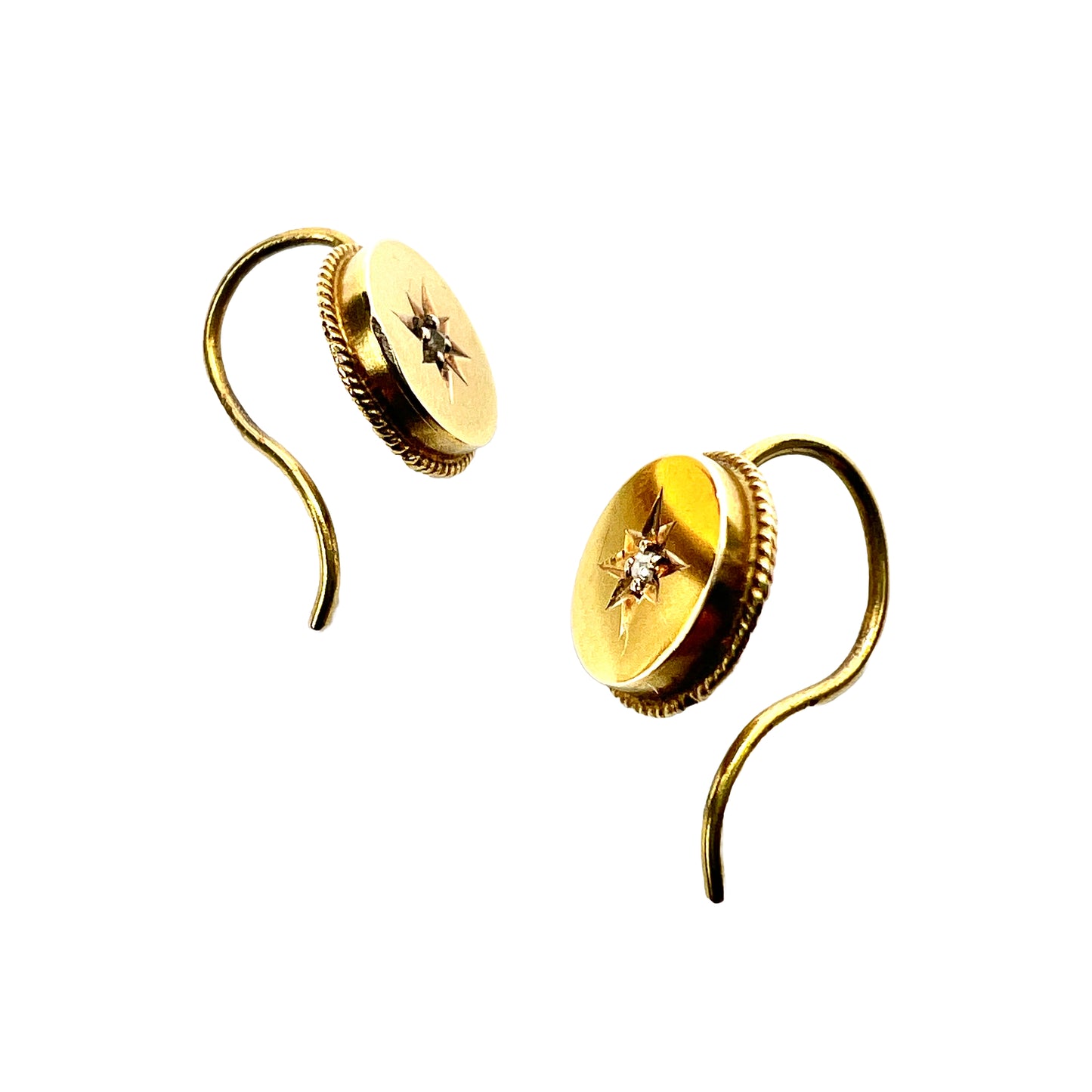 Tiny Victorian 15CT Gold and Diamond Earrings