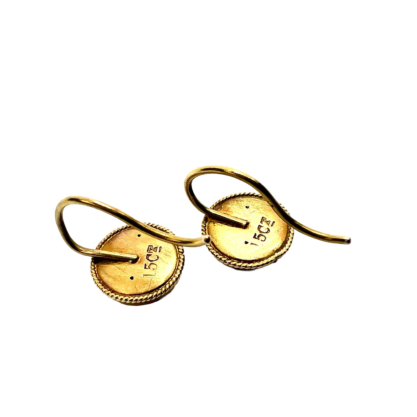 Tiny Victorian 15CT Gold and Diamond Earrings