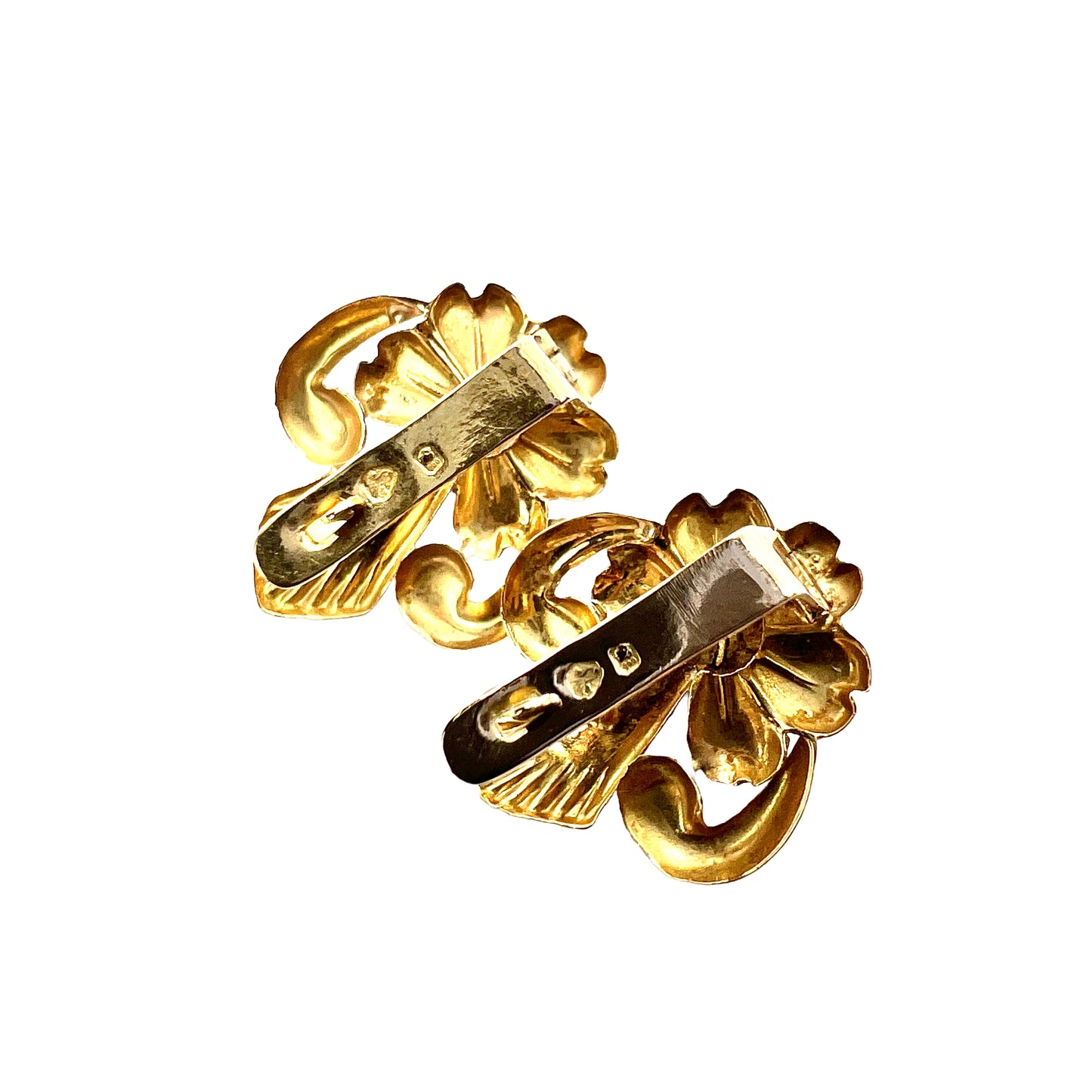 Vintage High Carat Gold Fleur de Lys Earrings