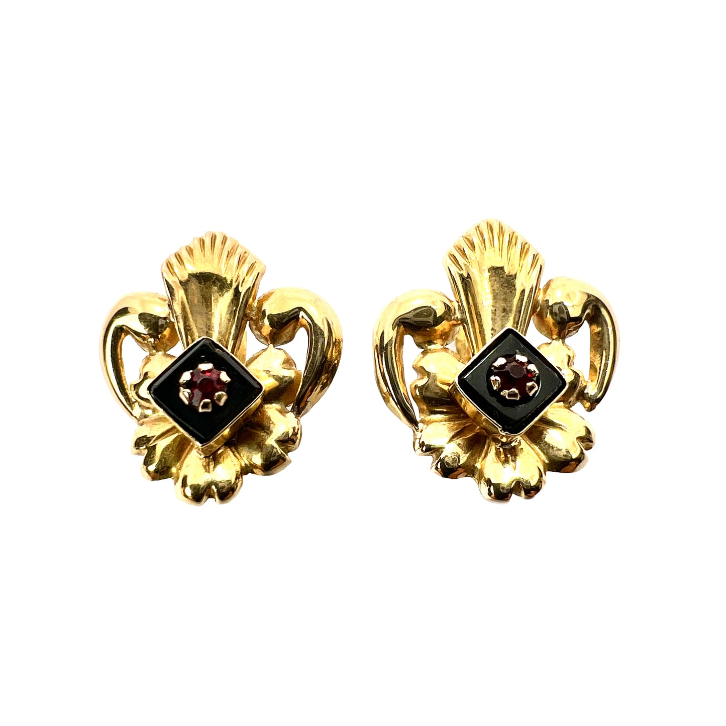 Vintage High Carat Gold Fleur de Lys Earrings
