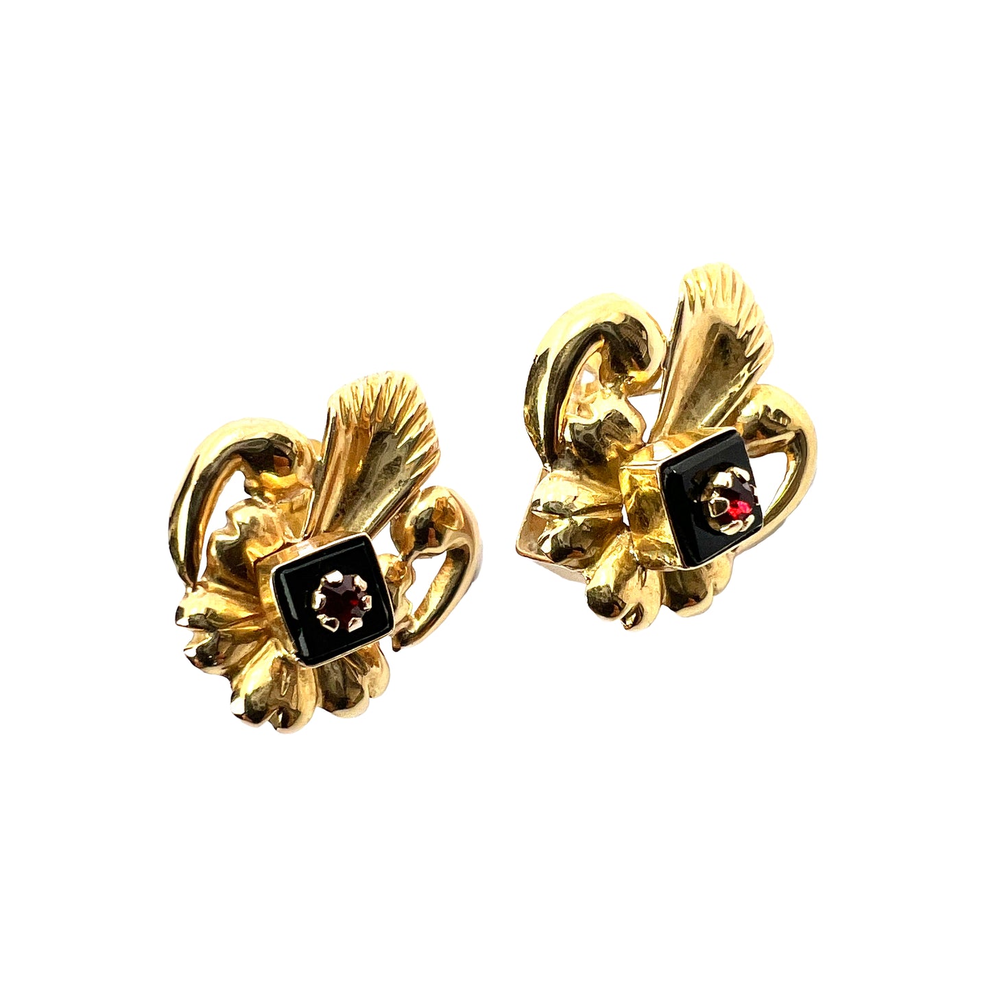 Vintage High Carat Gold Fleur de Lys Earrings