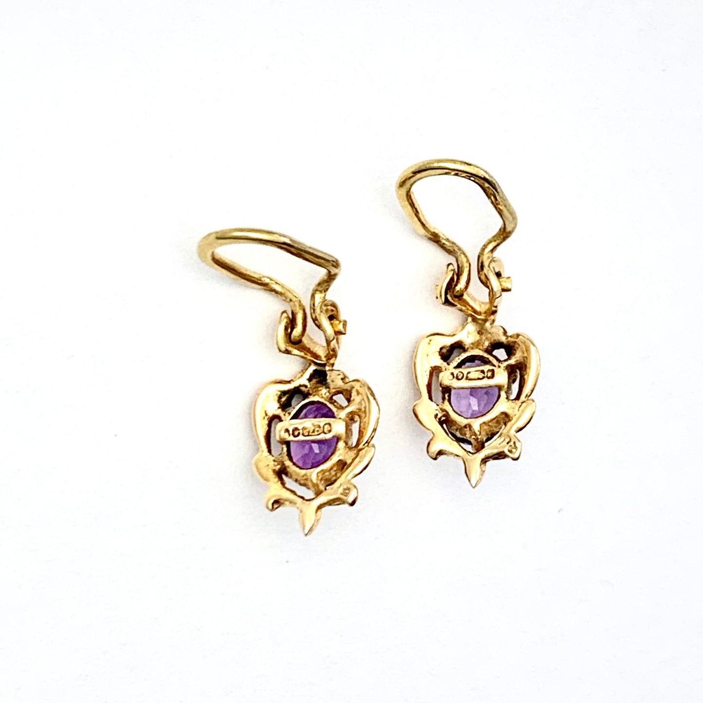 Vintage 9CT Gold Amethyst Ear Clips