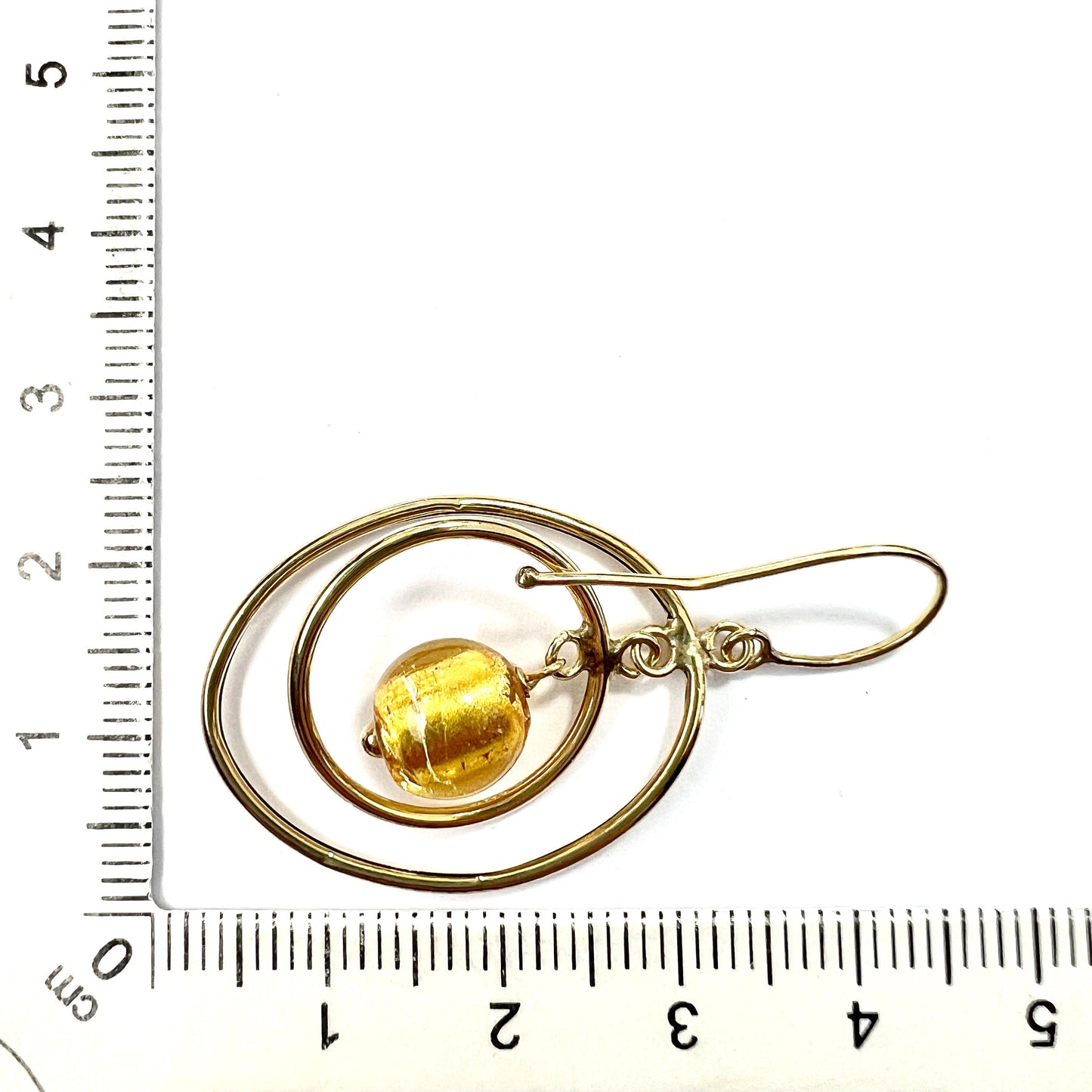 Vintage 9CT Gold Venetian Glass Circle Earrings