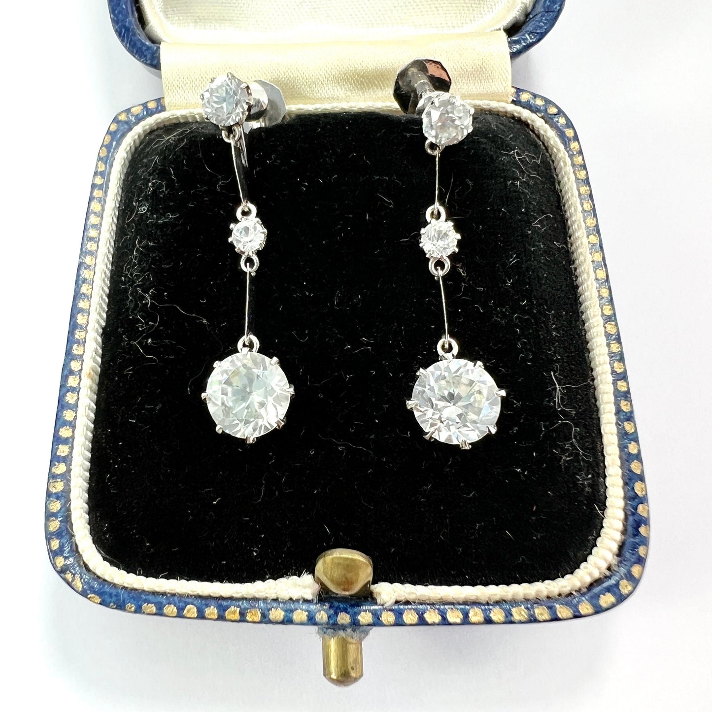 Art Deco Zircon 9CT White Gold Screwback Earrings