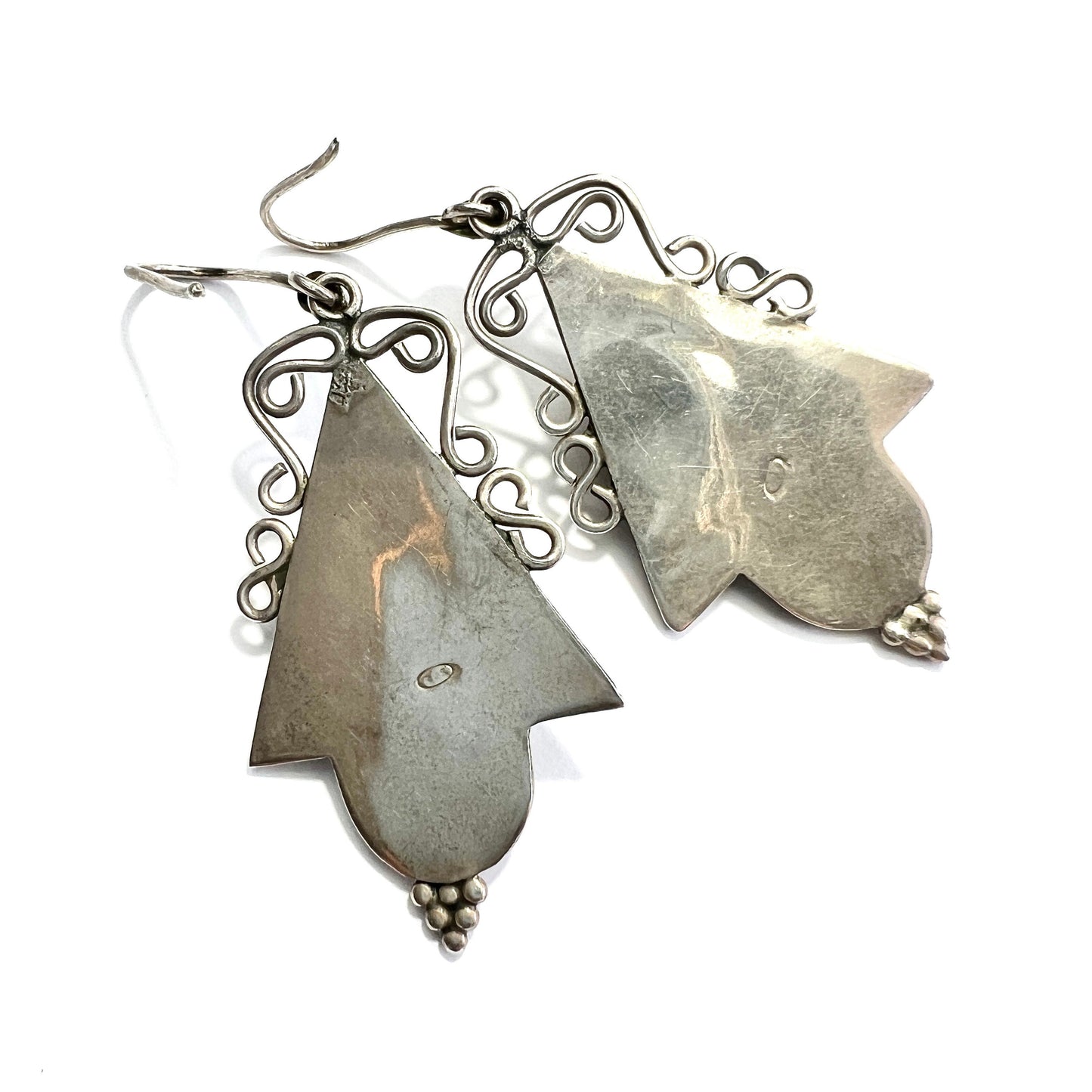 Vintage Indian Amethyst Silver Drop Earrings