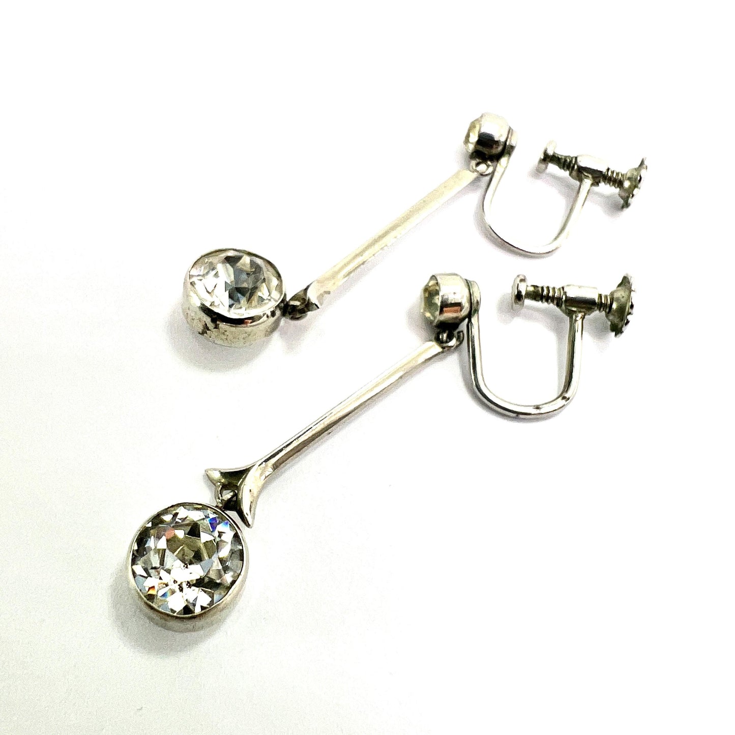 Vintage Art Deco Paste Screwback Drop Earrings