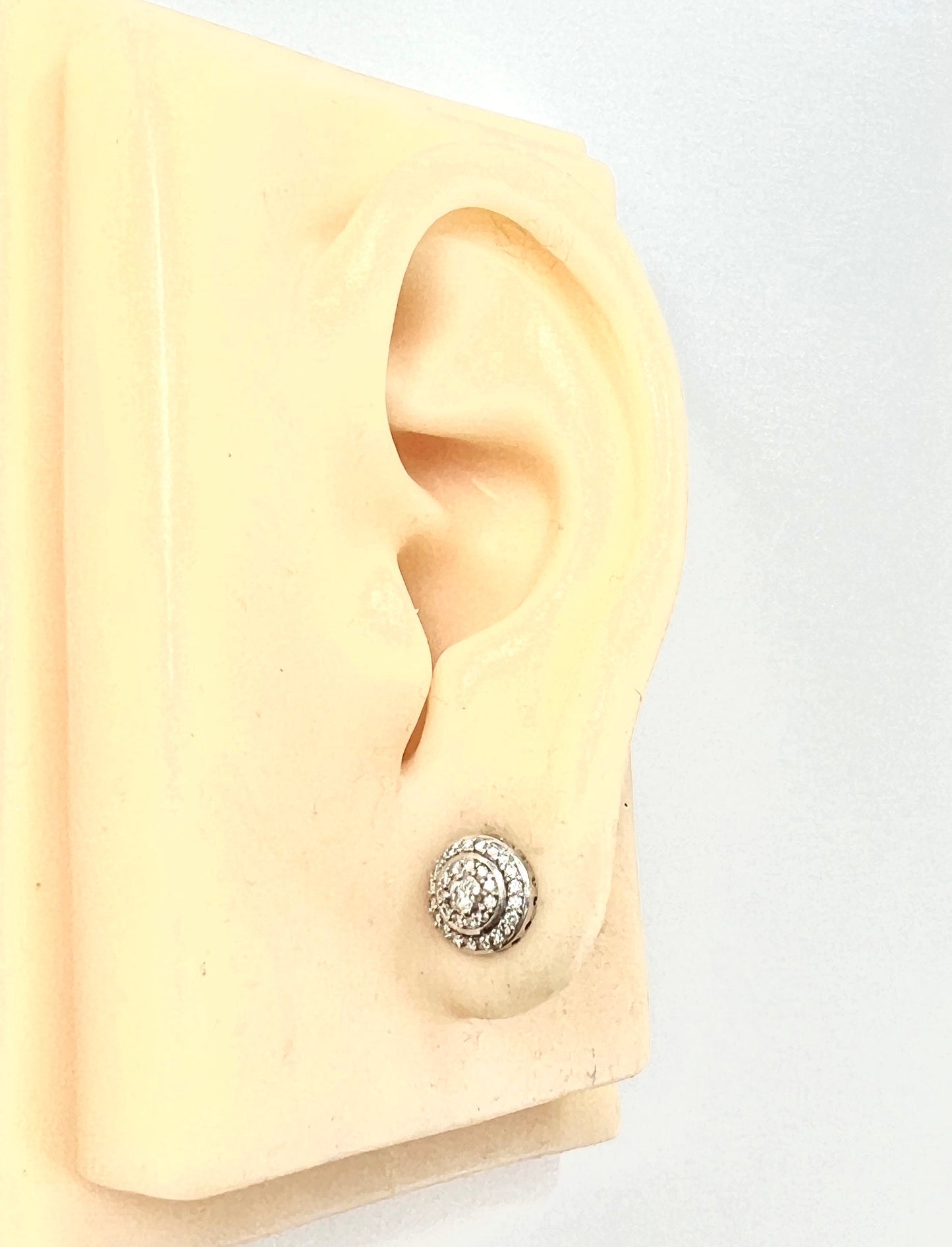 Vintage Diamond 9CT White Gold Target Stud Earrings