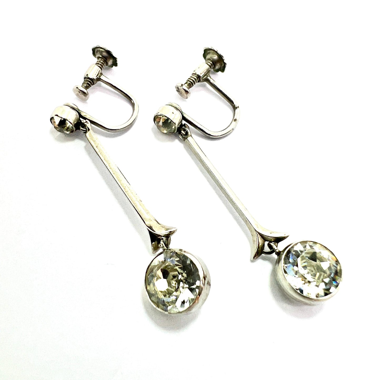 Vintage Art Deco Paste Screwback Drop Earrings