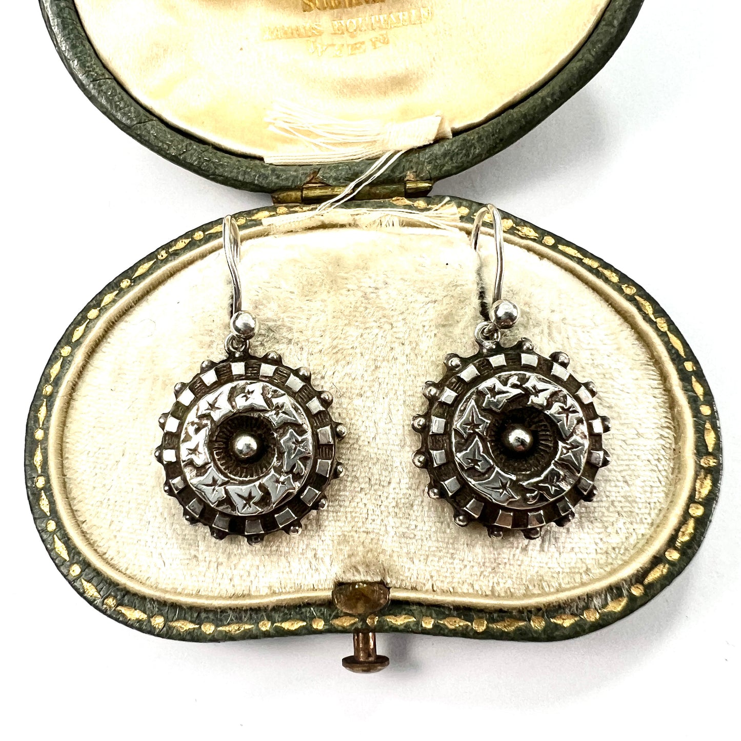 Victorian Aesthetic Period Silver Ivy Leaf Earrings