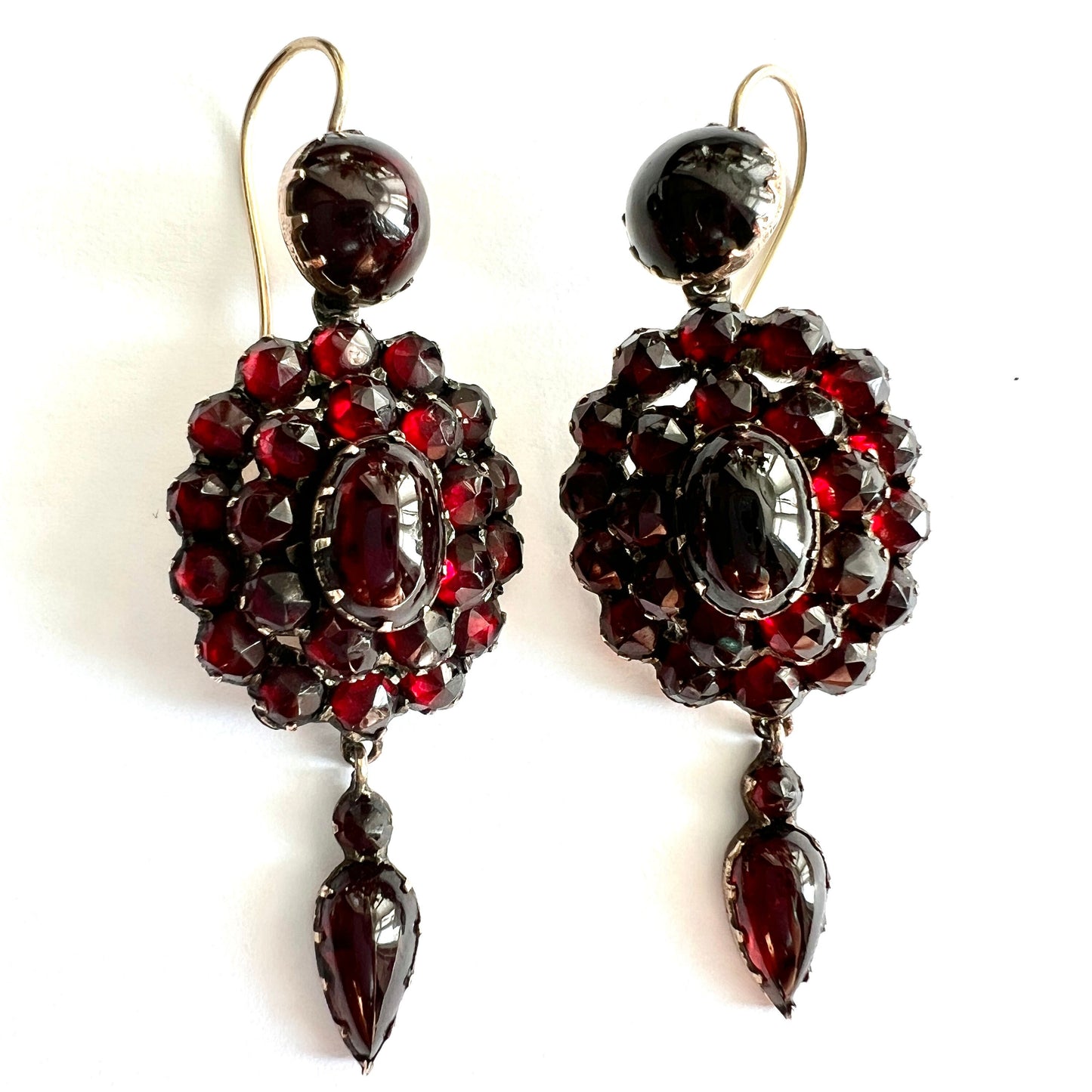 Victorian 9CT Gold Bohemian Garnet Chandelier Earrings