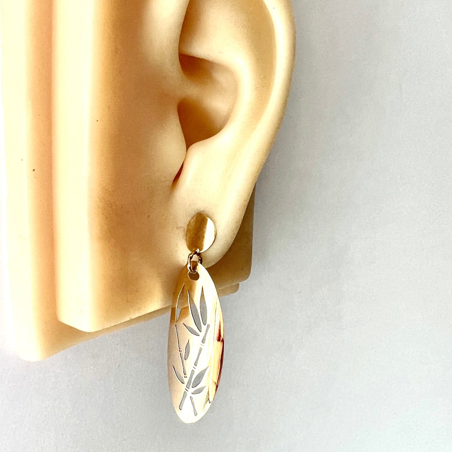 Vintage 9CT Gold Bamboo Cutout Earrings