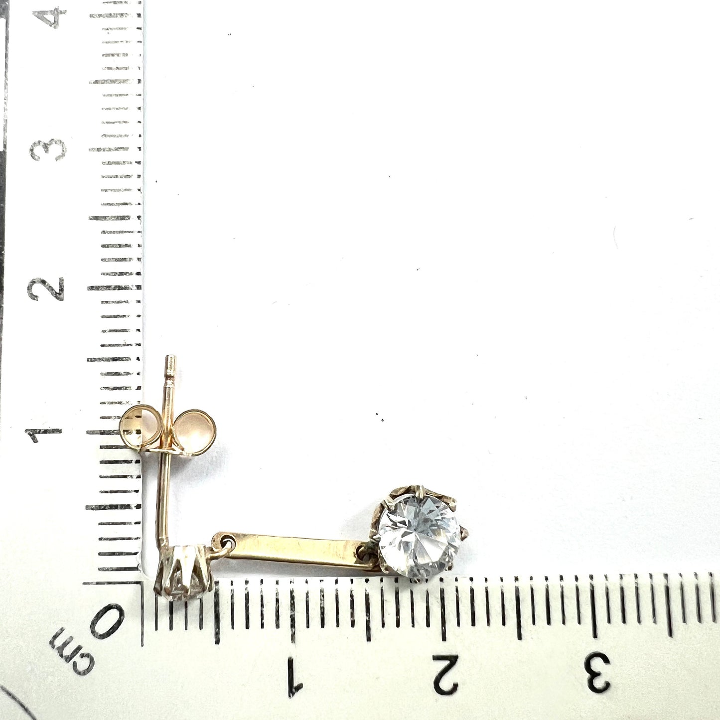Vintage 9CT Gold Zircon Drop Earrings