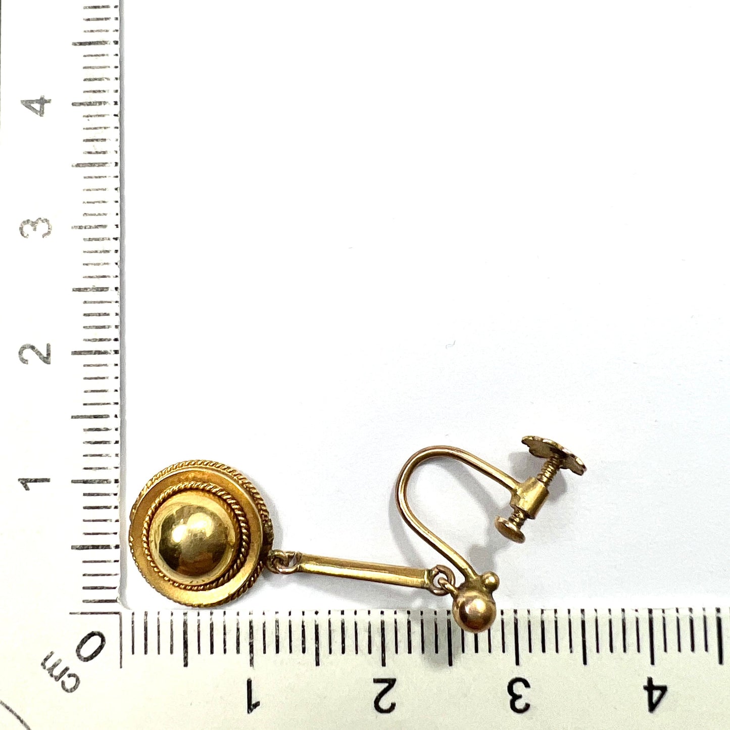 Victorian Gold Dome Drop Screwback Earrings