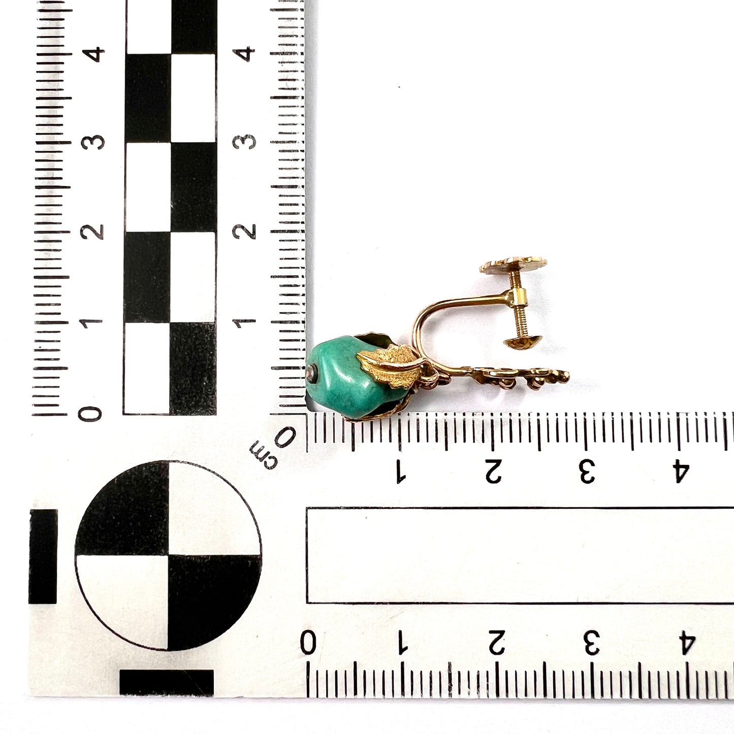 Victorian 12CT Gold Turquoise Nugget Screwback Earrings