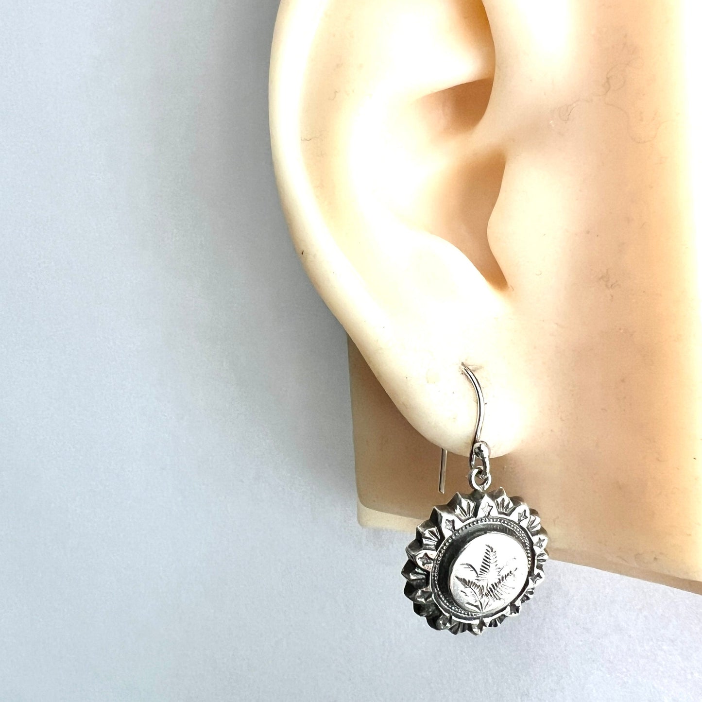 Victorian Aesthetic Period Botanical Mismatch Silver Earrings