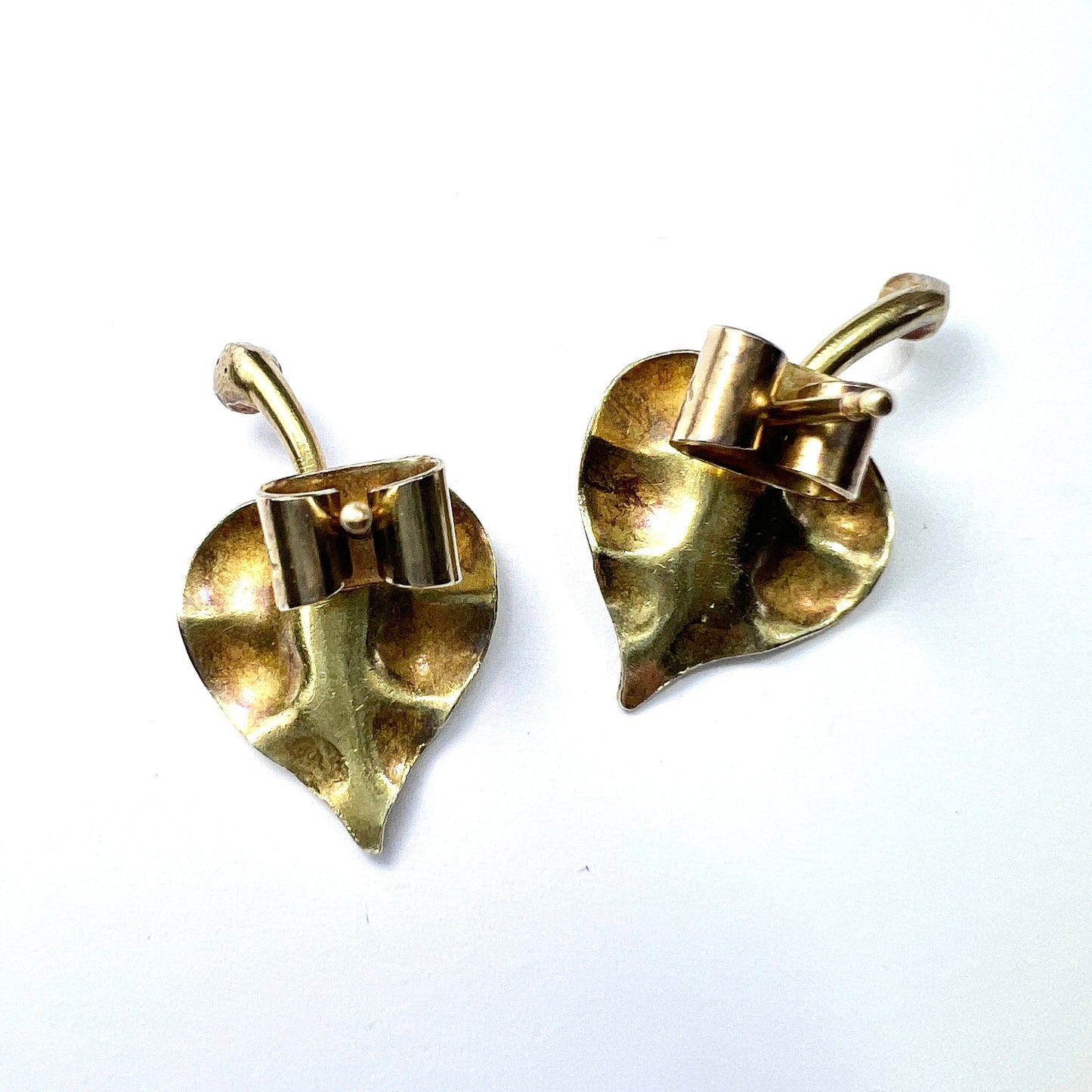 18CT Gold Heart Leaf Earrings with Pearls