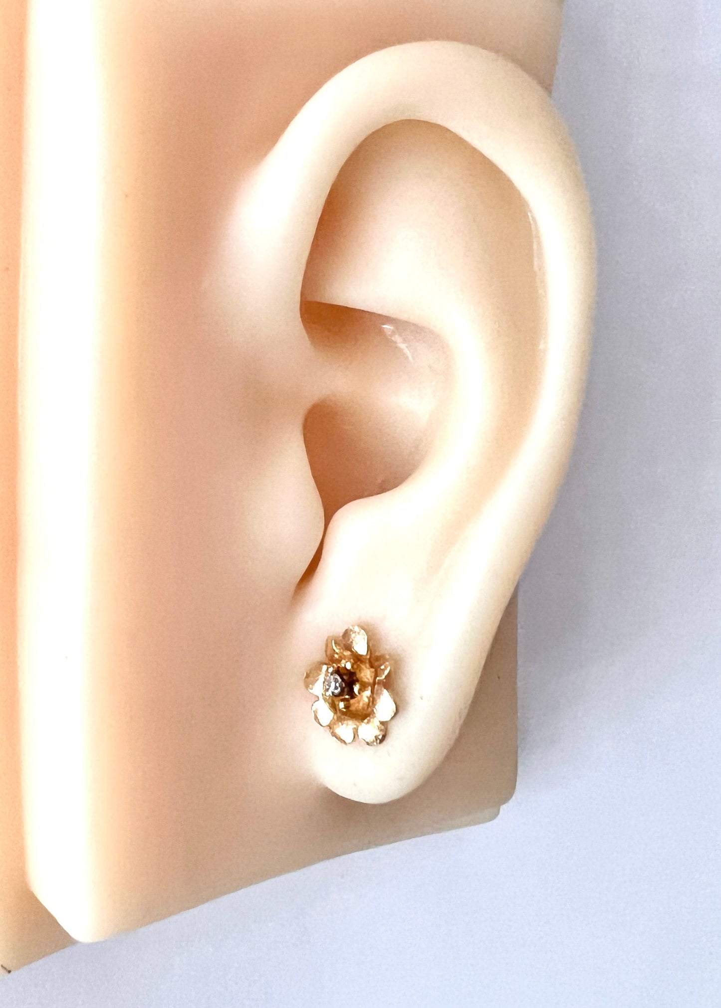 Vintage Diamond Flower Stud Earrings in 9CT Gold