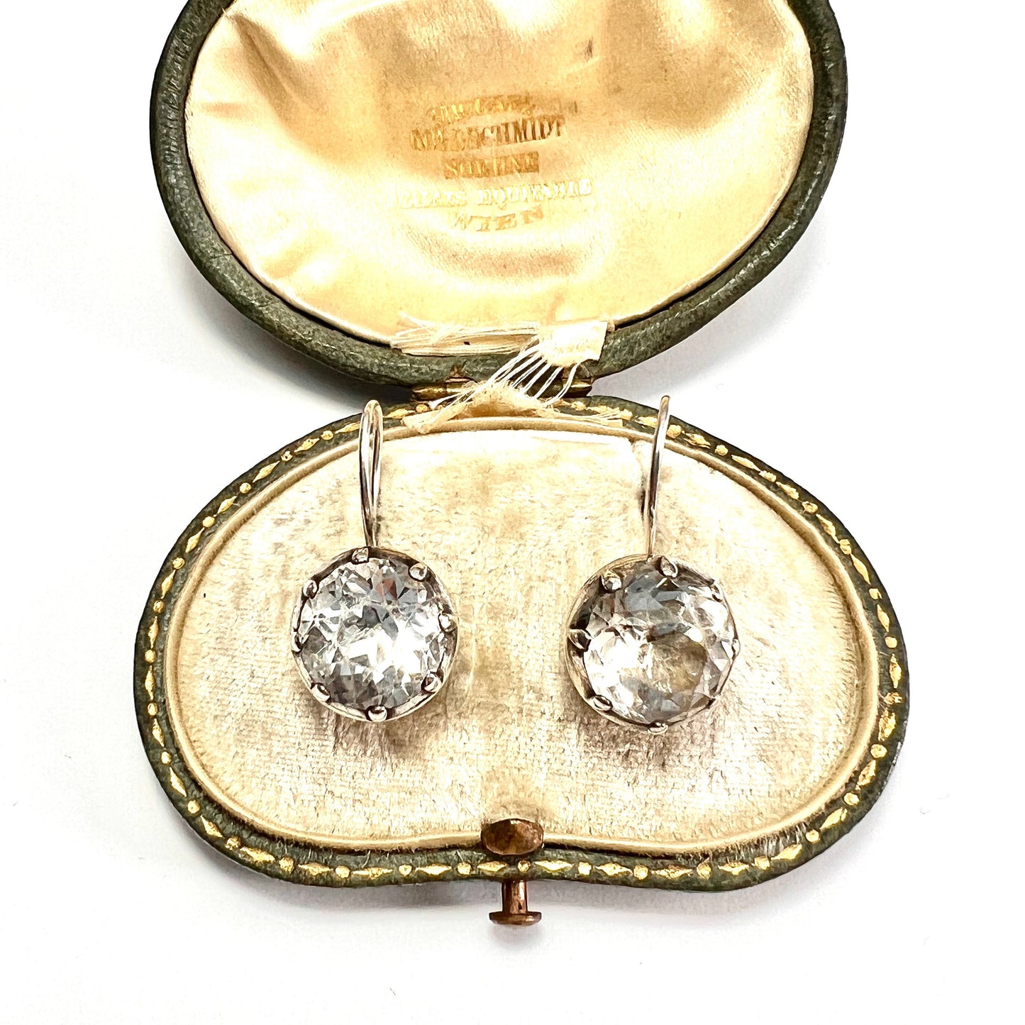 Large Georgian Silver Paste Solitaire Dormeuse Earrings