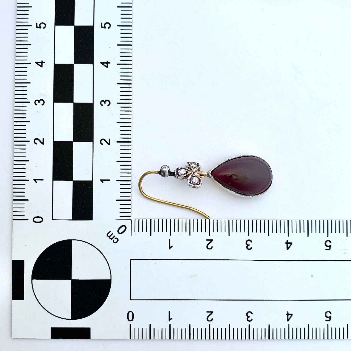 Victorian Style Rose Cut Diamond and Garnet Teardrop Earrings