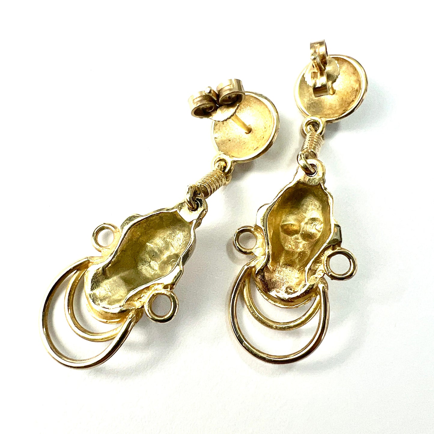 Vintage 9CT Gold Tribal Face Earrings