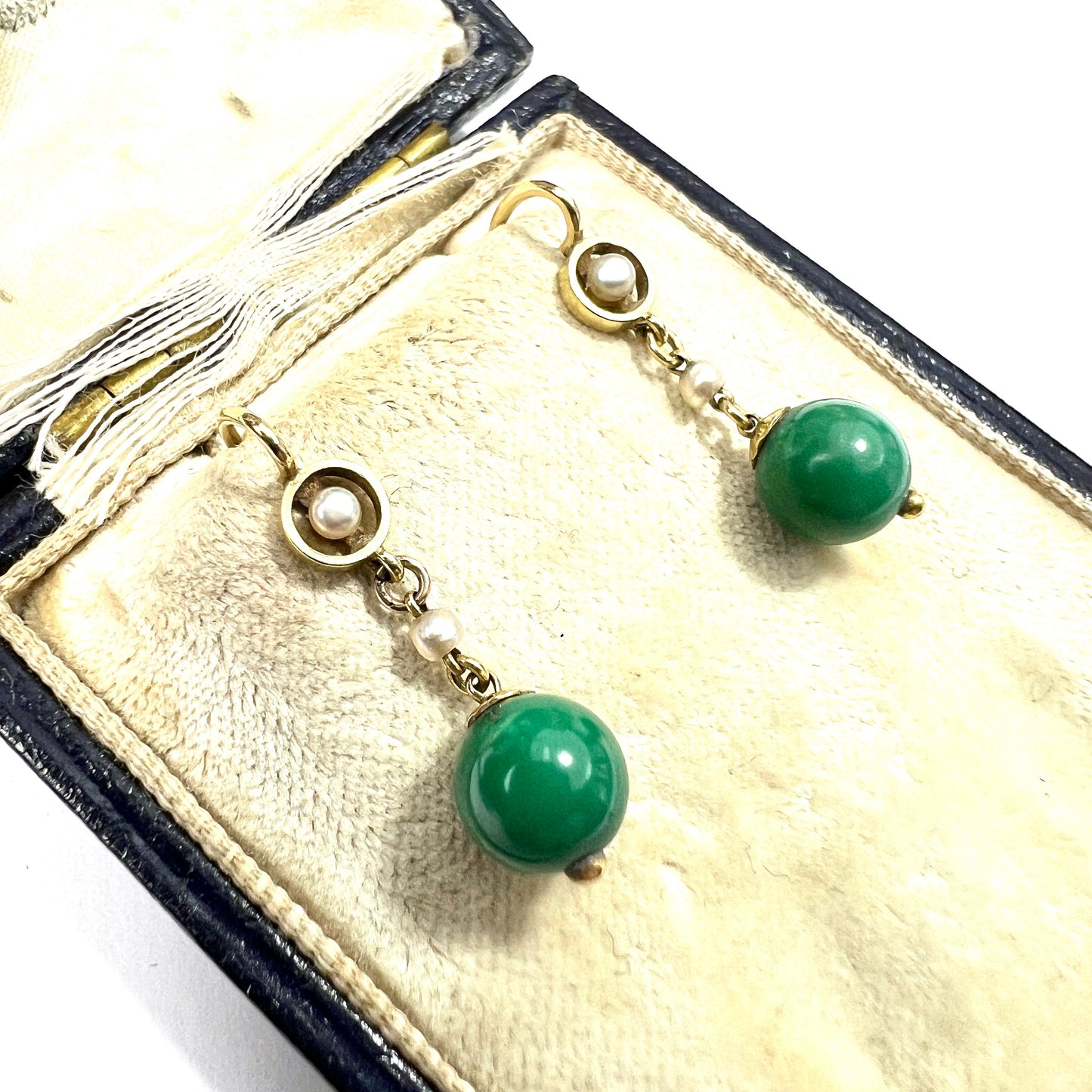 RESERVED for J • Victorian 15CT Gold Turquoise and Pearl Drop Earrings