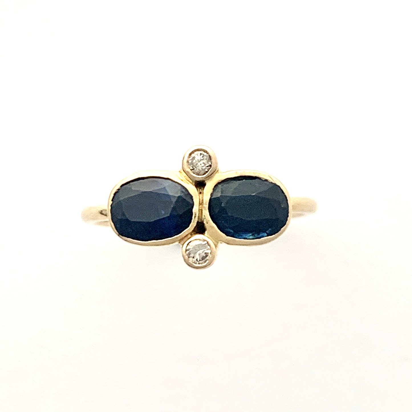 Vintage 18CT Gold Twin Sapphire and Diamond Earrings and Ring Set