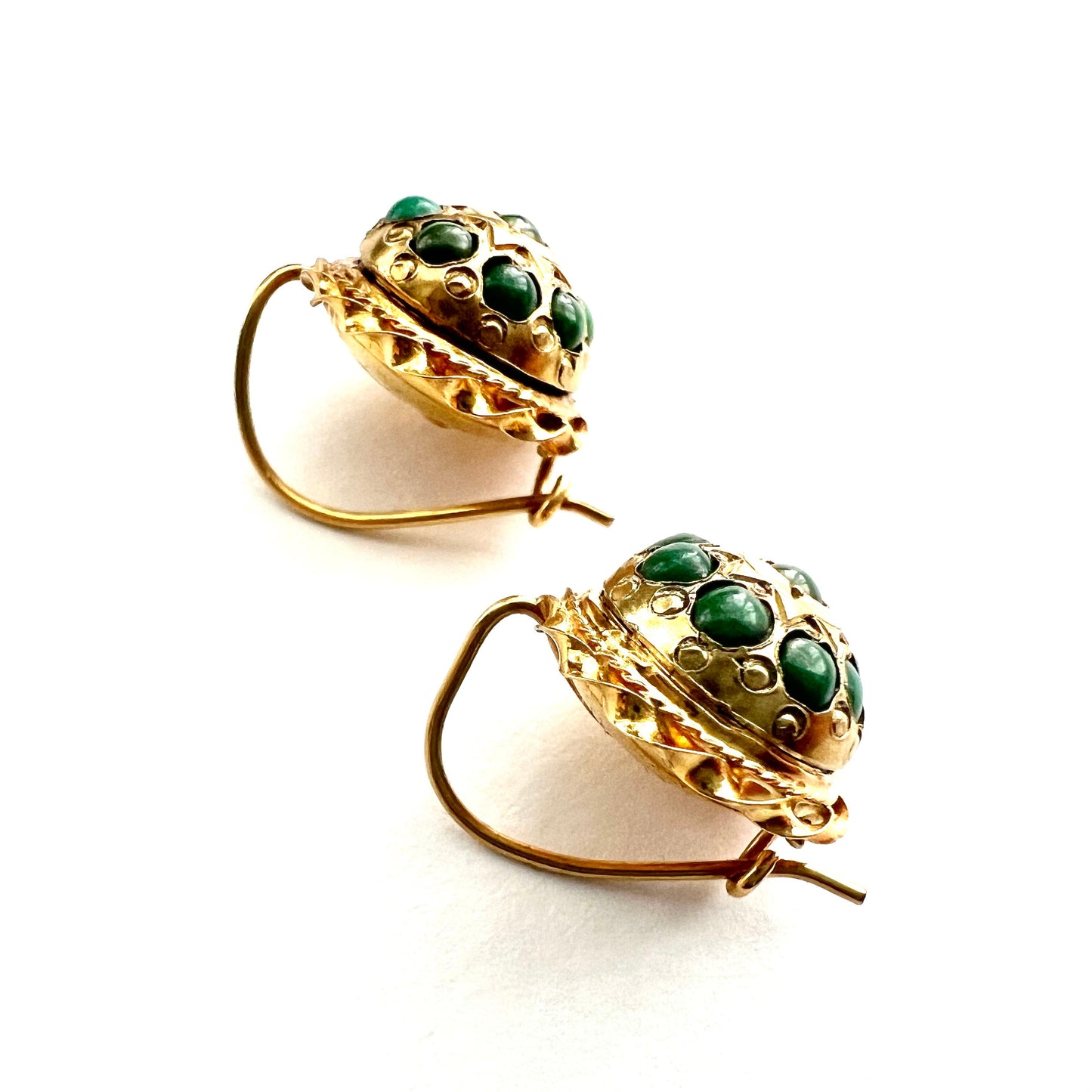 Victorian 18CT Gold Turquoise Cluster Dome Earrings