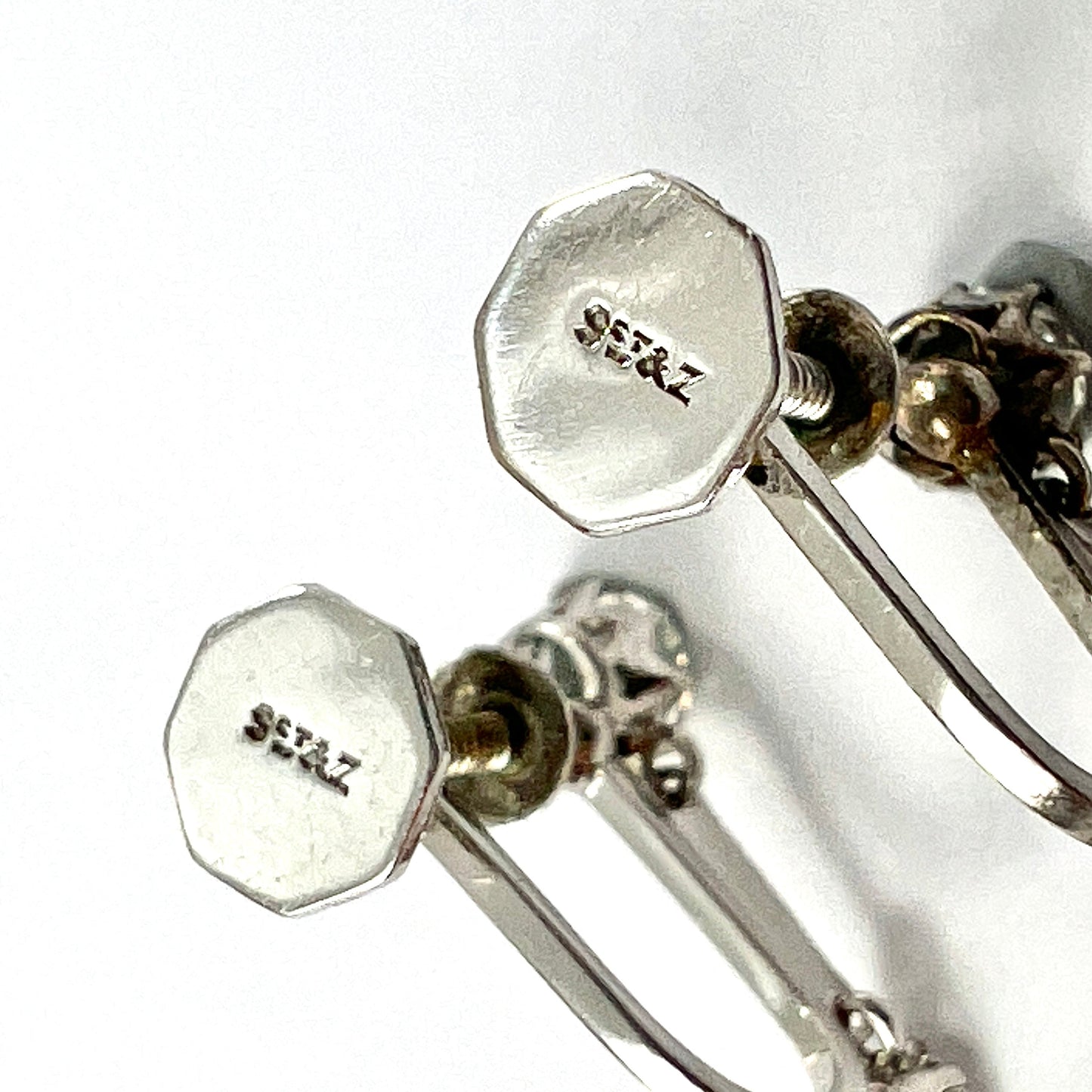 Art Deco Zircon 9CT White Gold Screwback Earrings