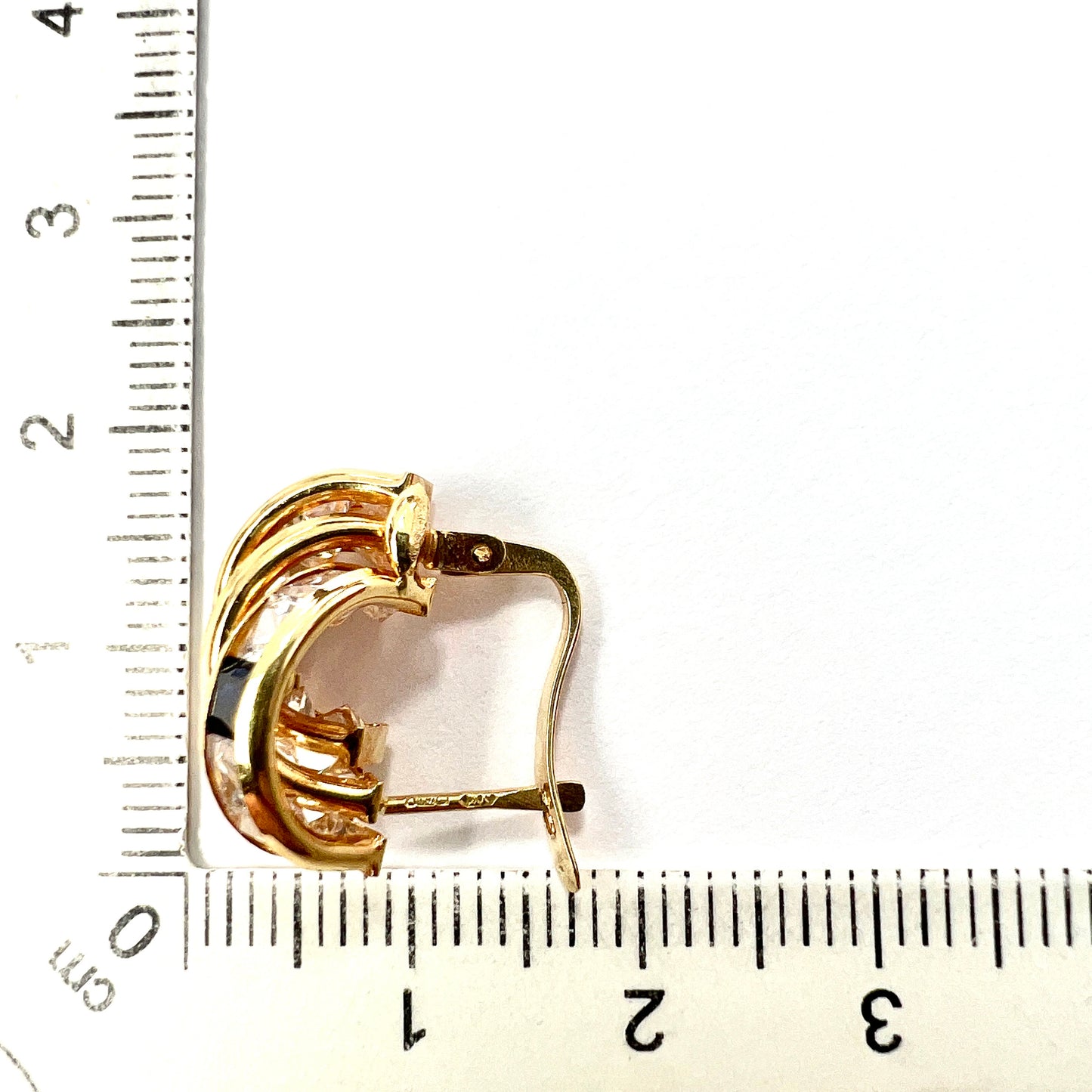 Vintage 18CT Gold Triple Hoop Huggie Earrings