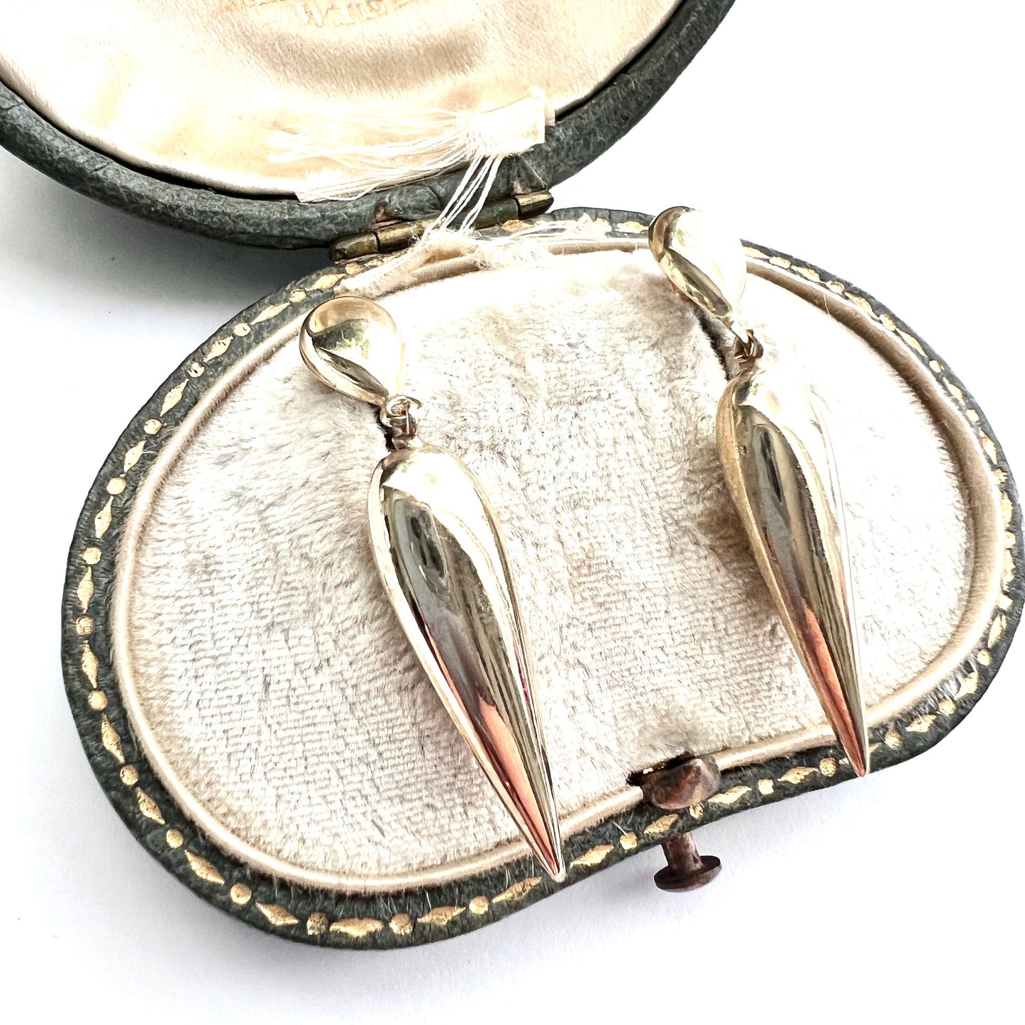 Vintage 9CT Gold Pointed Torpedo Earrings