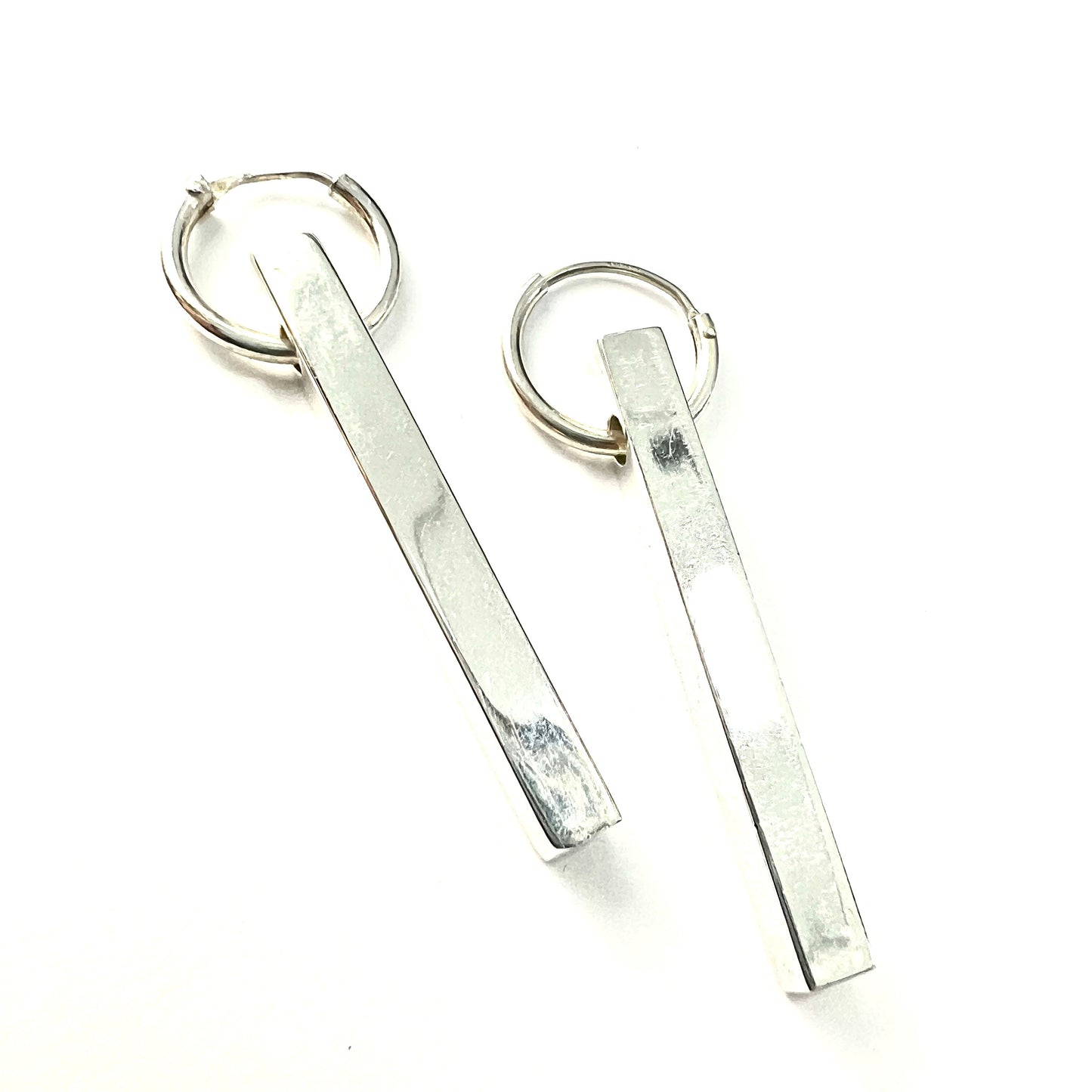 Vintage Sterling Silver Hallmark Ingot Earrings