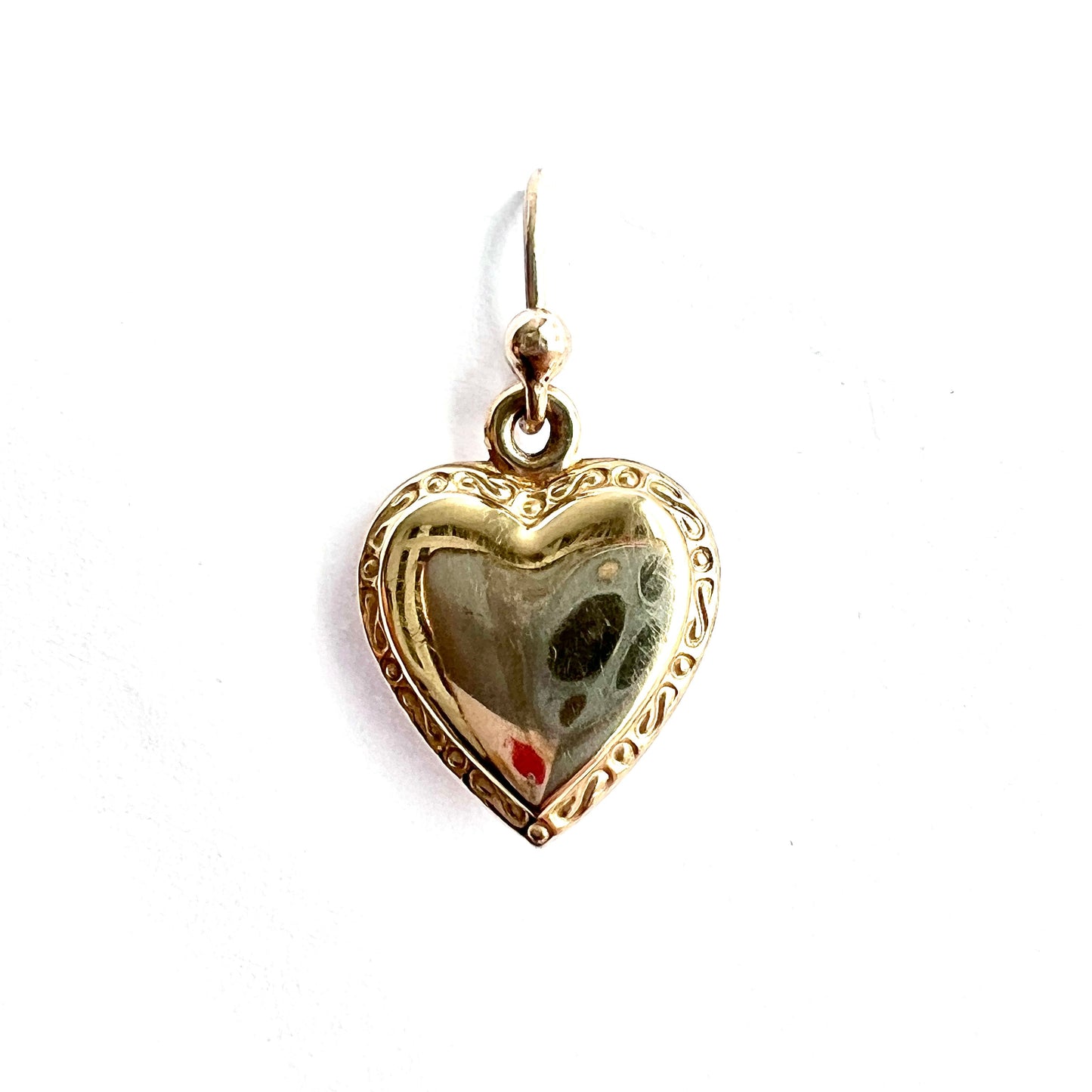 Vintage 9CT Gold Engraved Heart Drop • Single Earring