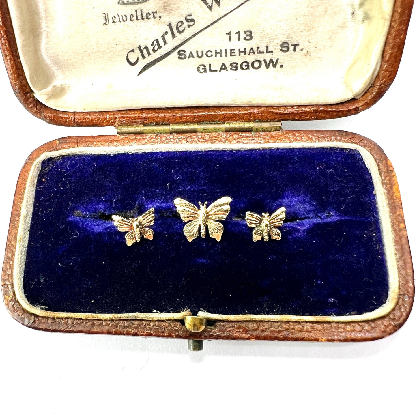 Trio of Vintage 9CT Gold Butterfly Stud Earrings