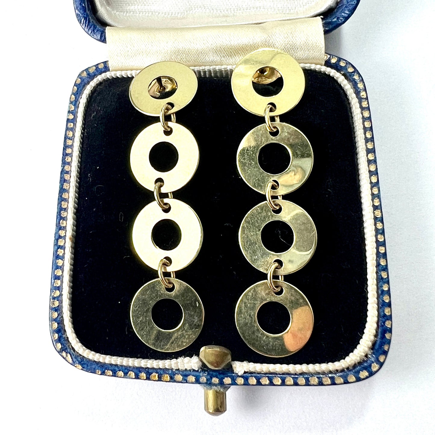 Vintage 9CT Gold Disc Chain Earrings
